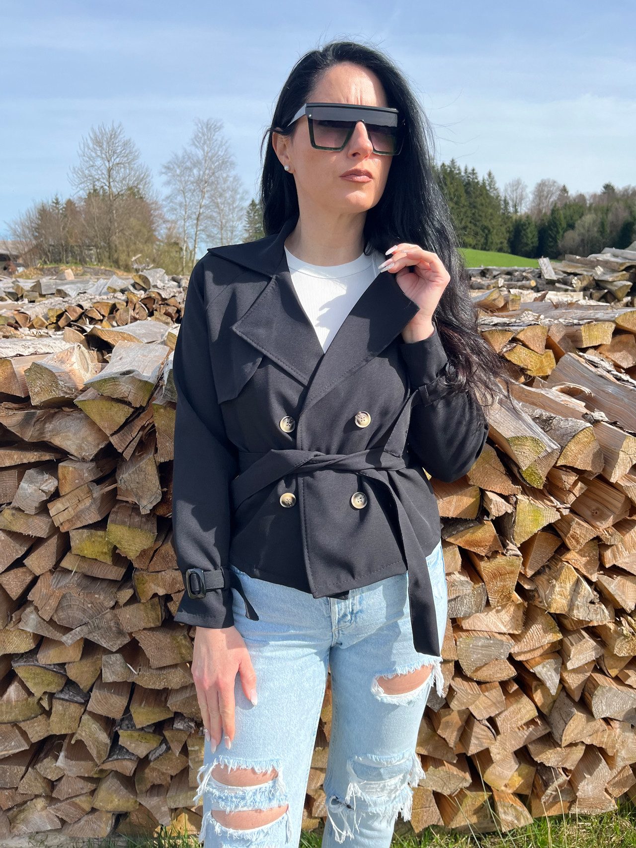 Lelü Fashion Trenchcoat Crop Trenchcoat Doppelreihige günstig online kaufen