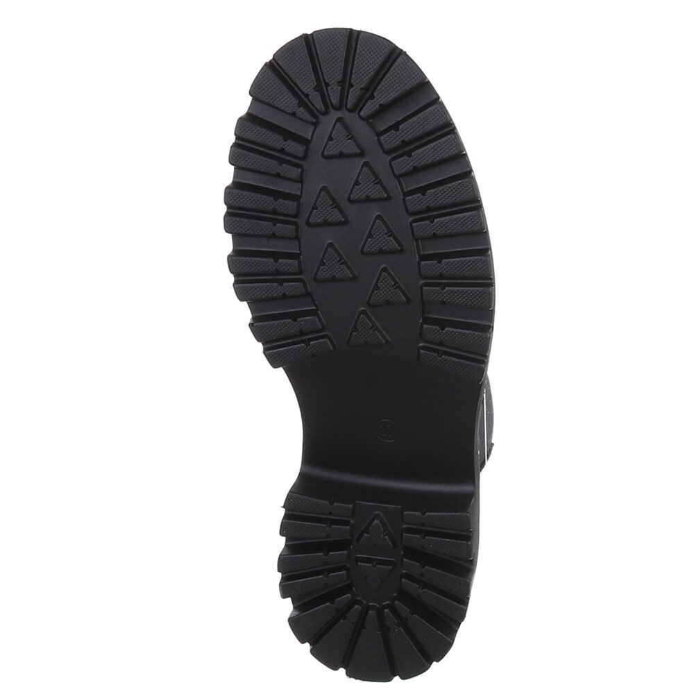 Ital-Design Echte Leder Chelsea-Boots mit Profilsohle für Damen Plateaustiefelette (90169354) Blockabsatz Stiefeletten in Schwarz