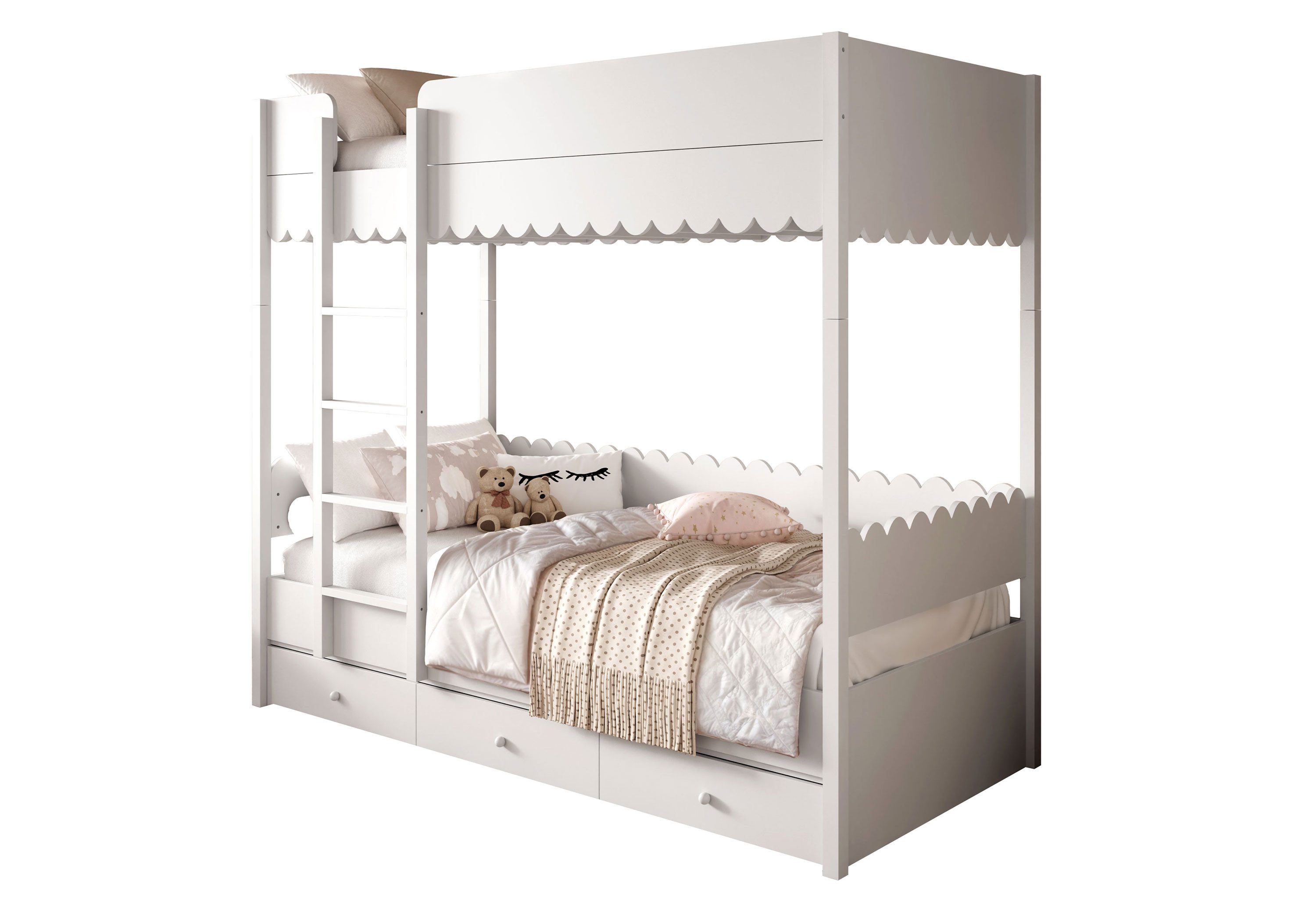 Lookway Hochbett BABUSHKA Hochbett für Kinder 90x200 cm (Bett mit Lattenrost) Breite: 208 cm