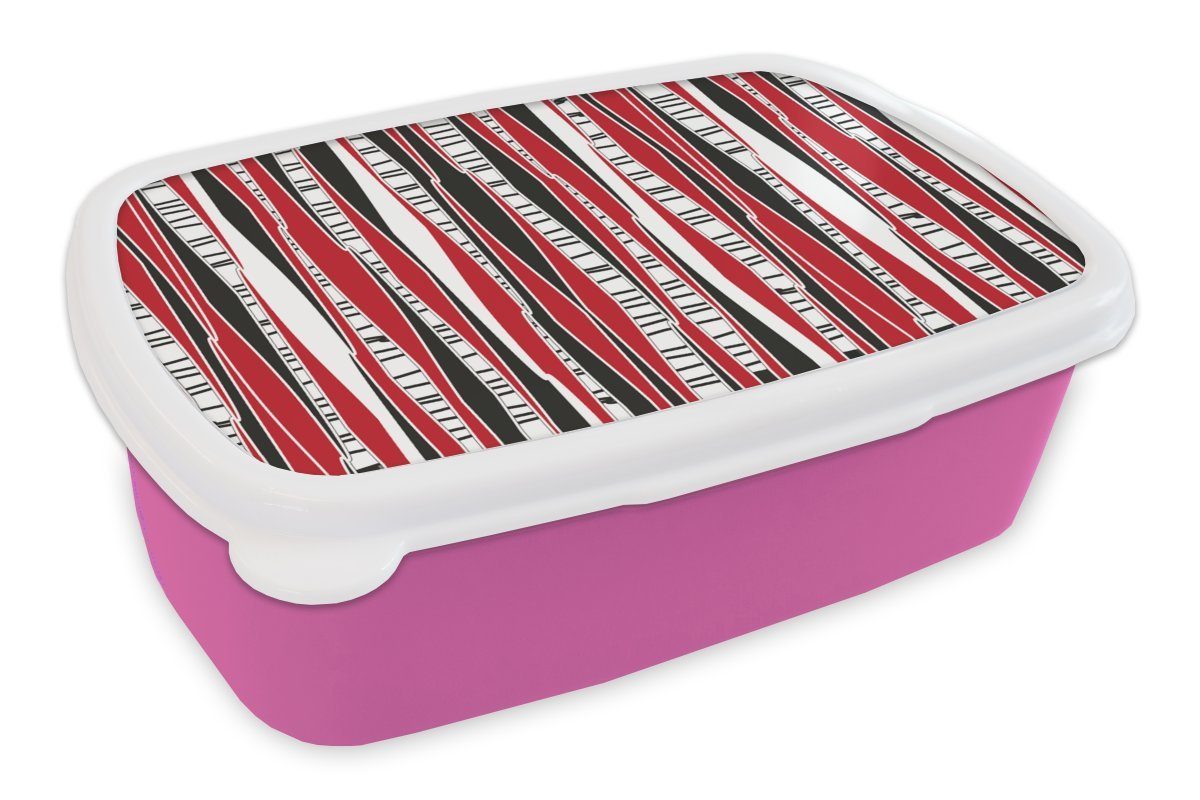 MuchoWow Lunchbox Rot - Muster - Baum, Kunststoff, (2-tlg), Brotbox für Erwachsene, Brotdose Kinder, Snackbox, Mädchen, Kunststoff rosa | Lunchboxen
