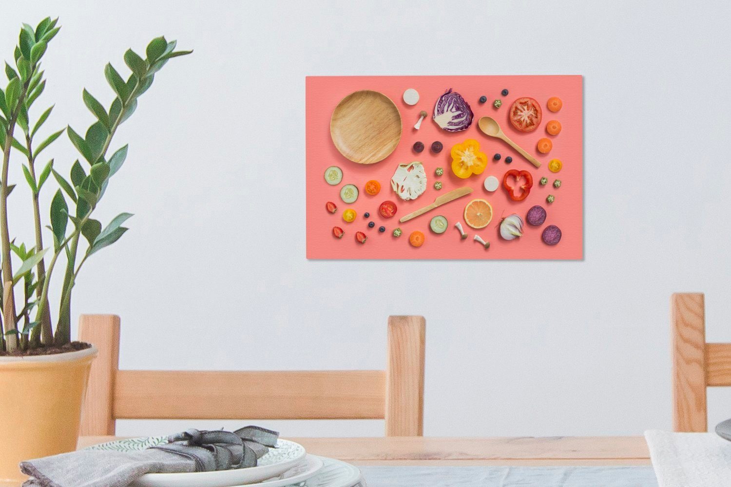 OneMillionCanvasses® Leinwandbild Lebensmittel Wandbild Leinwandbilder, Wanddeko, St), - Aufhängefertig, 30x20 Gemüse, Küche (1 cm 