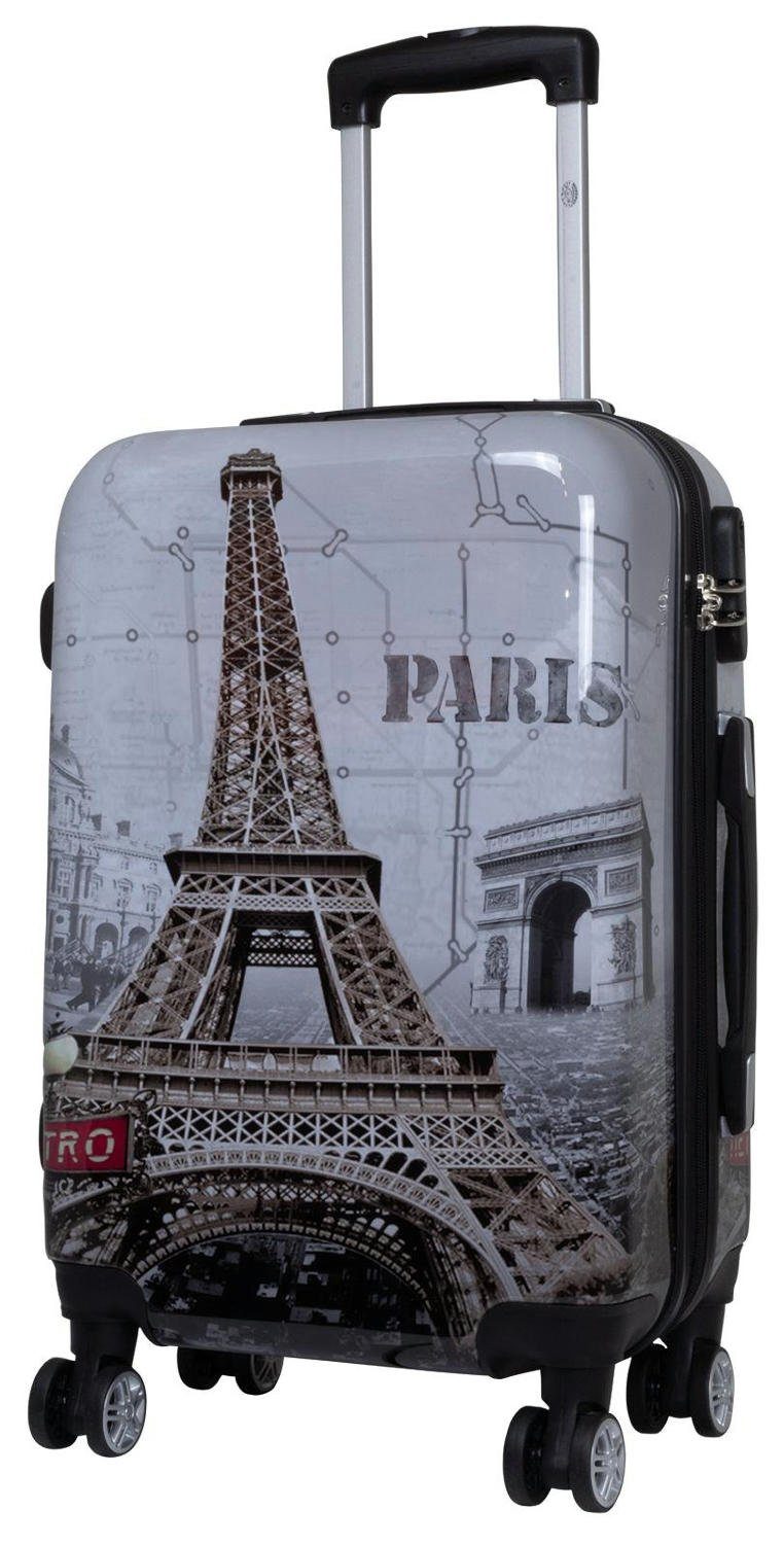 Warenhandel König Hartschalen-Trolley Paris Eiffelturm, 4 Rollen, mit Motiv, Dehnfalte (Gr. L und XL), aufrecht rollbar