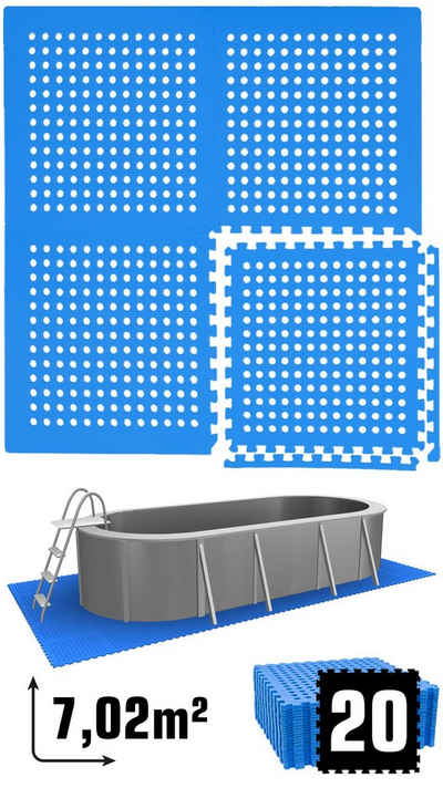 eyepower Bodenmatte »7 m² Poolunterlage 20 EVA Matten 62x62 Pool Set«, Stecksystem rutschfest Blau