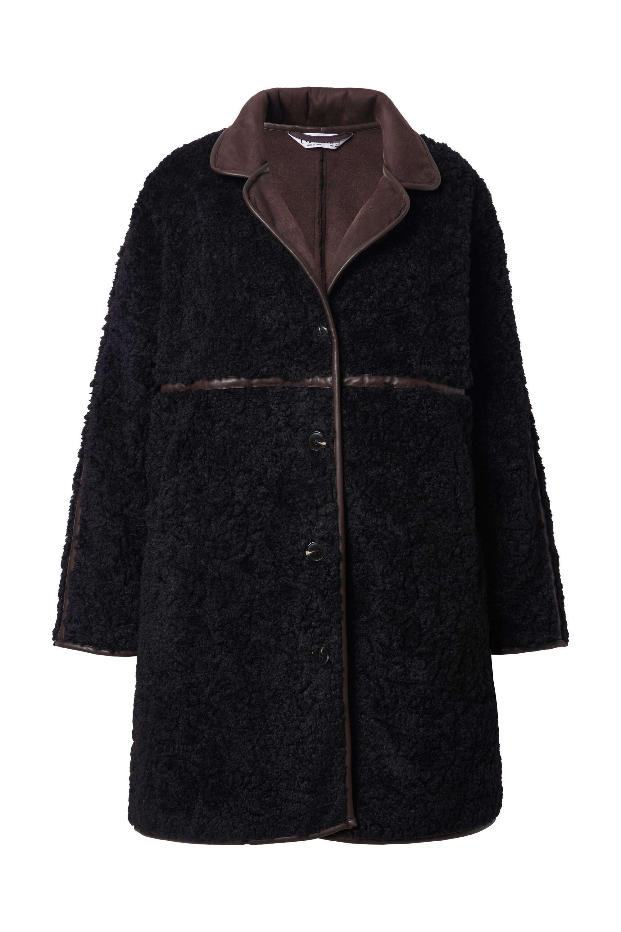 Studio Untold Wintermantel FakeFur-Mantel Kunstfellbesatz Zierdetails günstig online kaufen