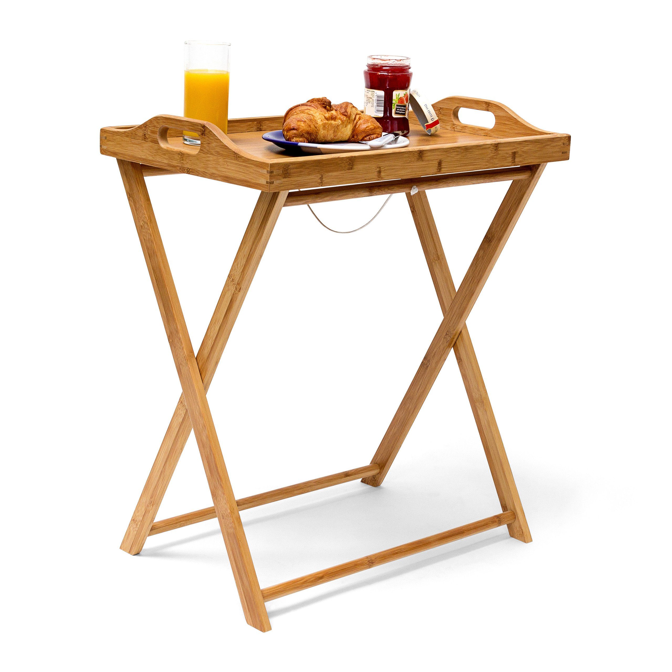 relaxdays Tabletttisch Tabletttisch cm 63,5 Bambus natur