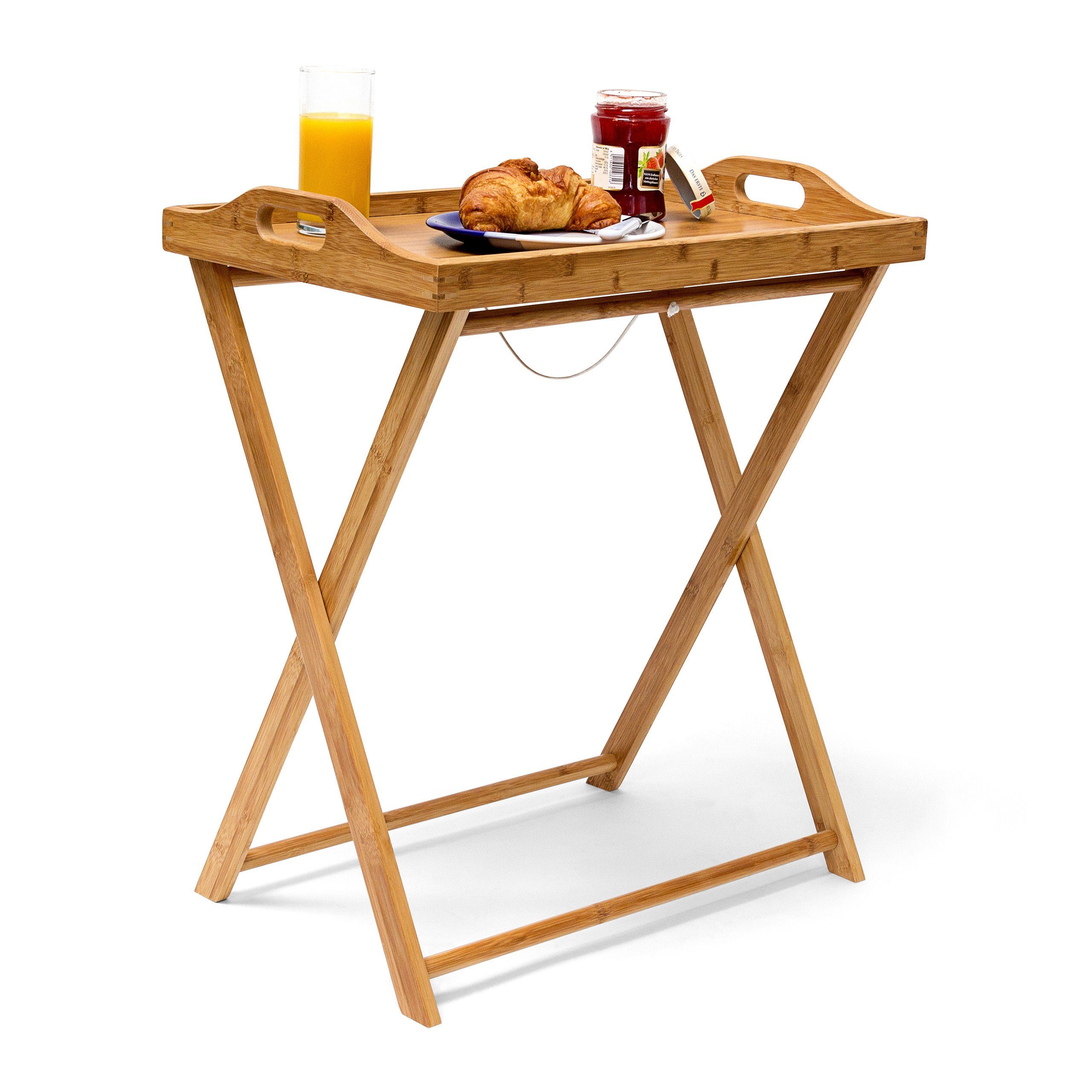 relaxdays Tabletttisch Bambus 63,5 cm natur günstig online kaufen