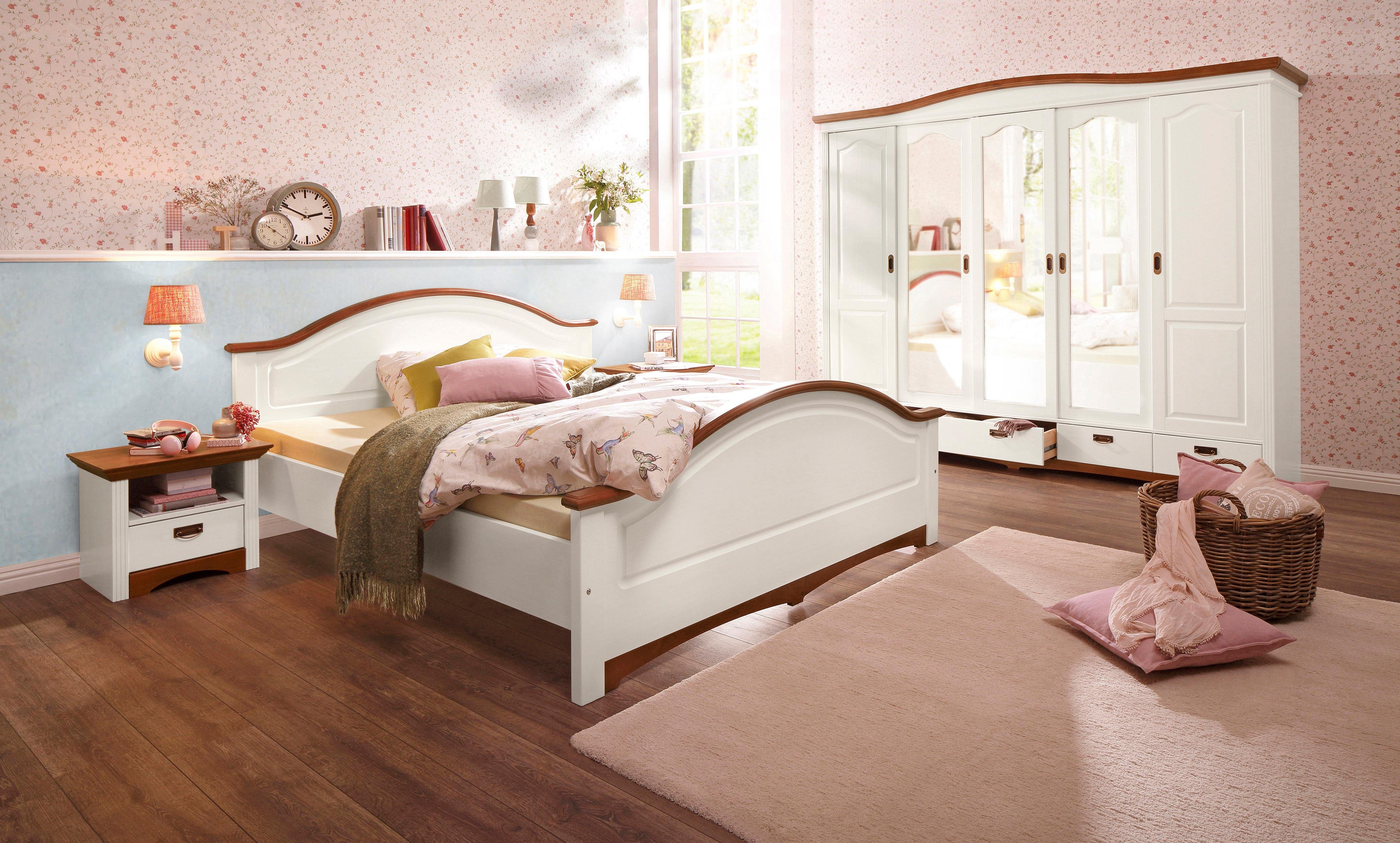 OTTO home Schiebetürenschrank Konrad, Landhausstil, rustikal, mit Schubladen + Spiegel, Kassetten (B/H/T ca. 249 cm x 207 cm x 64 cm) massive Kiefer, FSC®-zerti – Bild 3 von 5