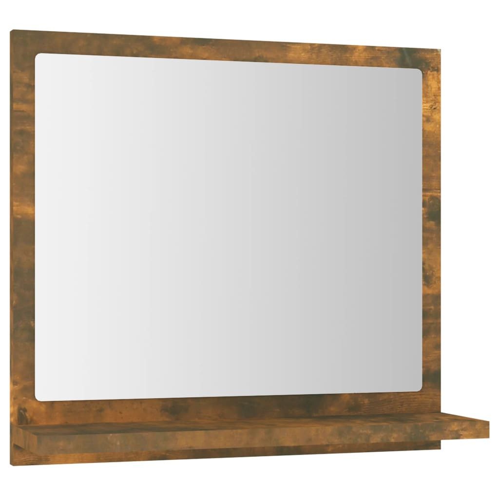 furnicato Wandspiegel mit Ablage 40 x 10,5 x 37 cm Räuchereiche, Massivholz (1-St), Feuchtigkeitsbeständiges Badregal mit Ablage für das Badezimmer