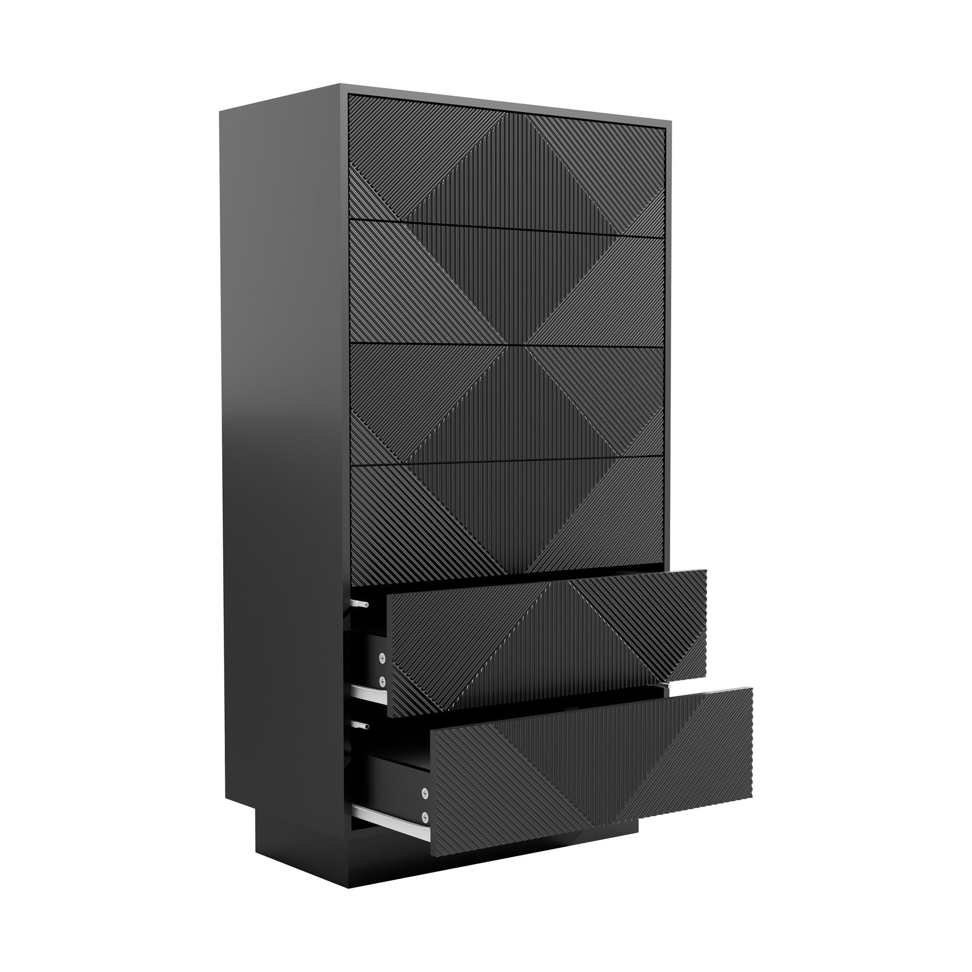 UEV Kommode mit 6 Schubladen, Schubladenschrank schmal, Sideborad 60x33,5x111cm, Drucköffner/ Push to open Mehrzweckschrank Aufbwahrungsschrank Schrank
