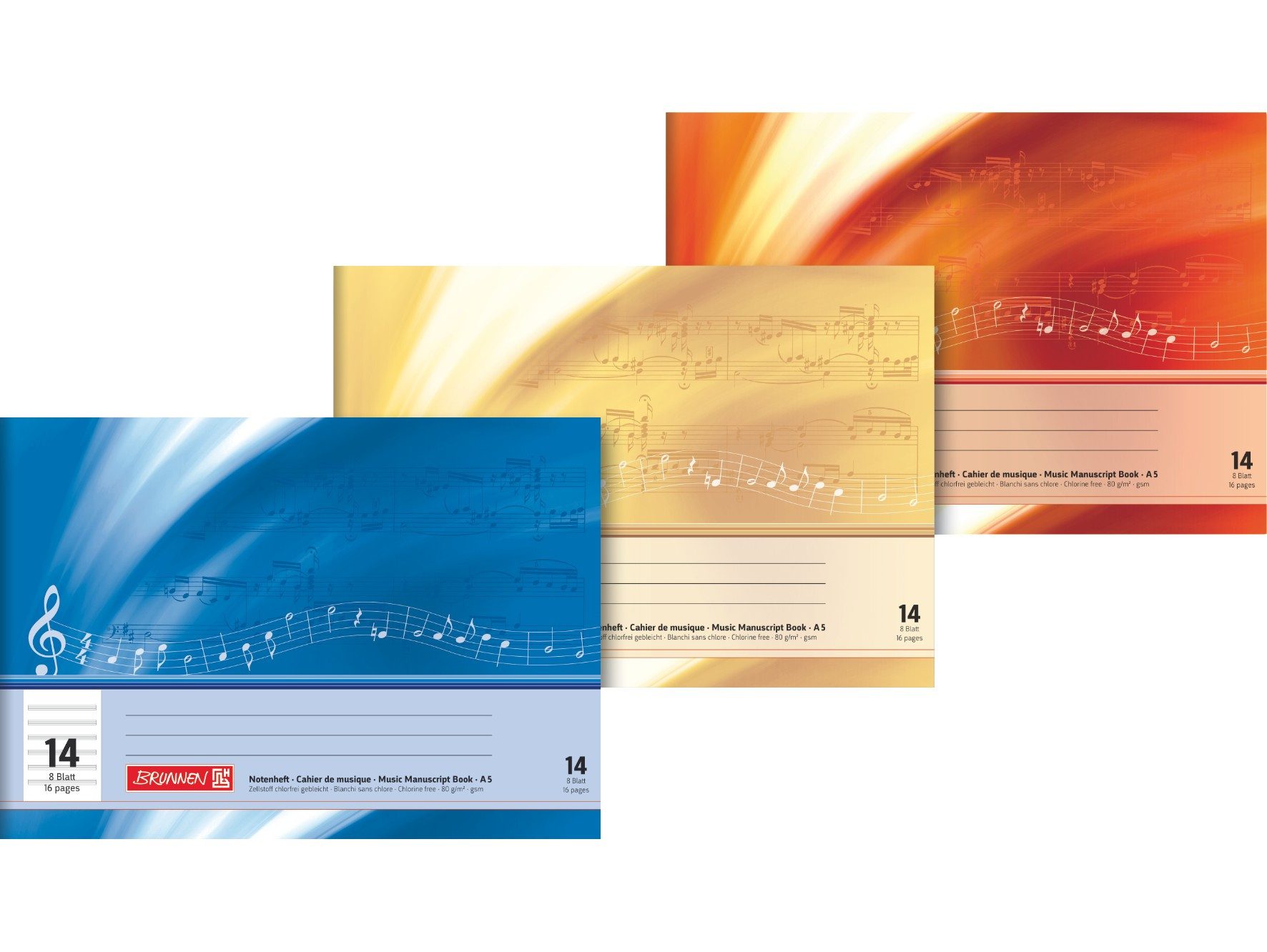 Baier & Schneider Schulheft Notenheft A5 quer 6-linig 8 Blatt, Notenlineatur 6-linig