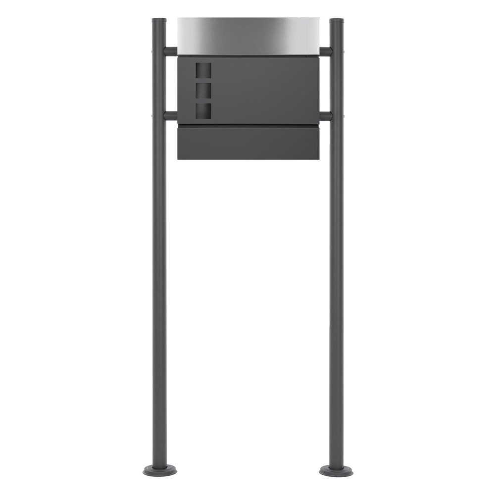 ML-DESIGN Standbriefkasten Briefkasten Postkasten mit Zeitungsfach, inkl. Standfuß, Briefkastenanlage mit Ständer Anthrazit 120cm Mailbox mit Pfosten