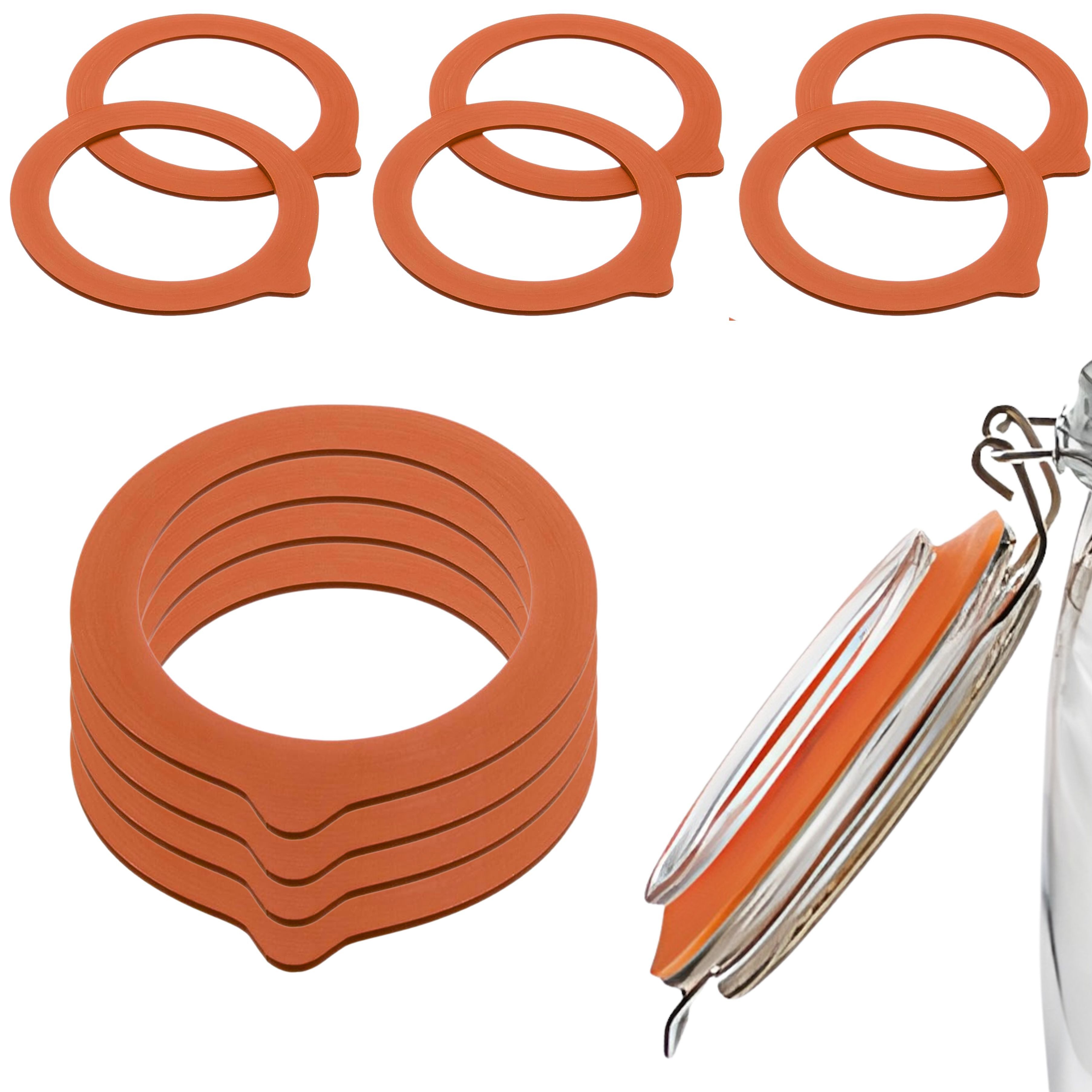 mikken Einkochring 10 Gummiringe 75x101 mm rot Naturkautschuk für Bügelgläser, paasend für Bormiloi Fido Gläser ab 1,25 Liter
