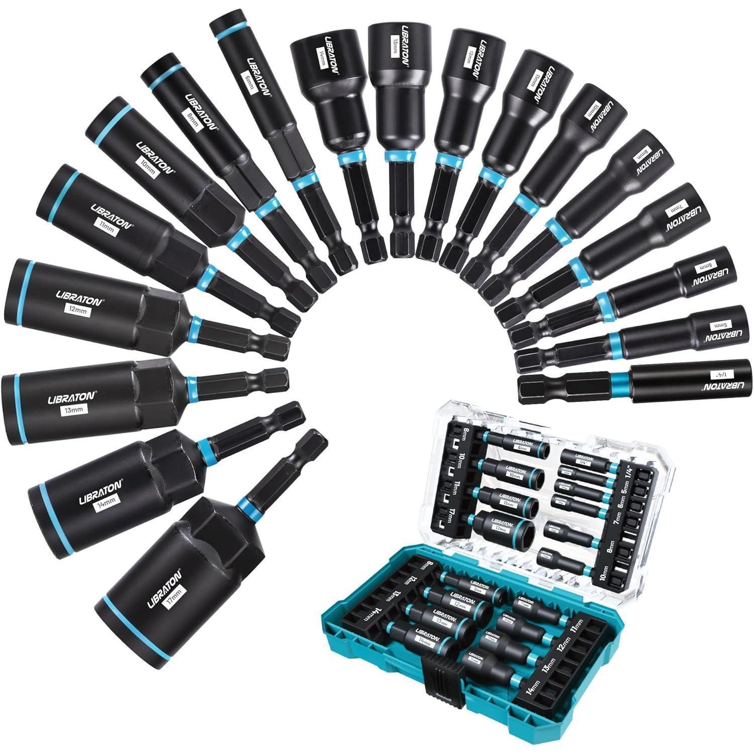 LuxusKollektion Werkzeugkoffer Steckschlüsselsatz 18tlg magnetisch Bithalter Autoreparatur Metrisch