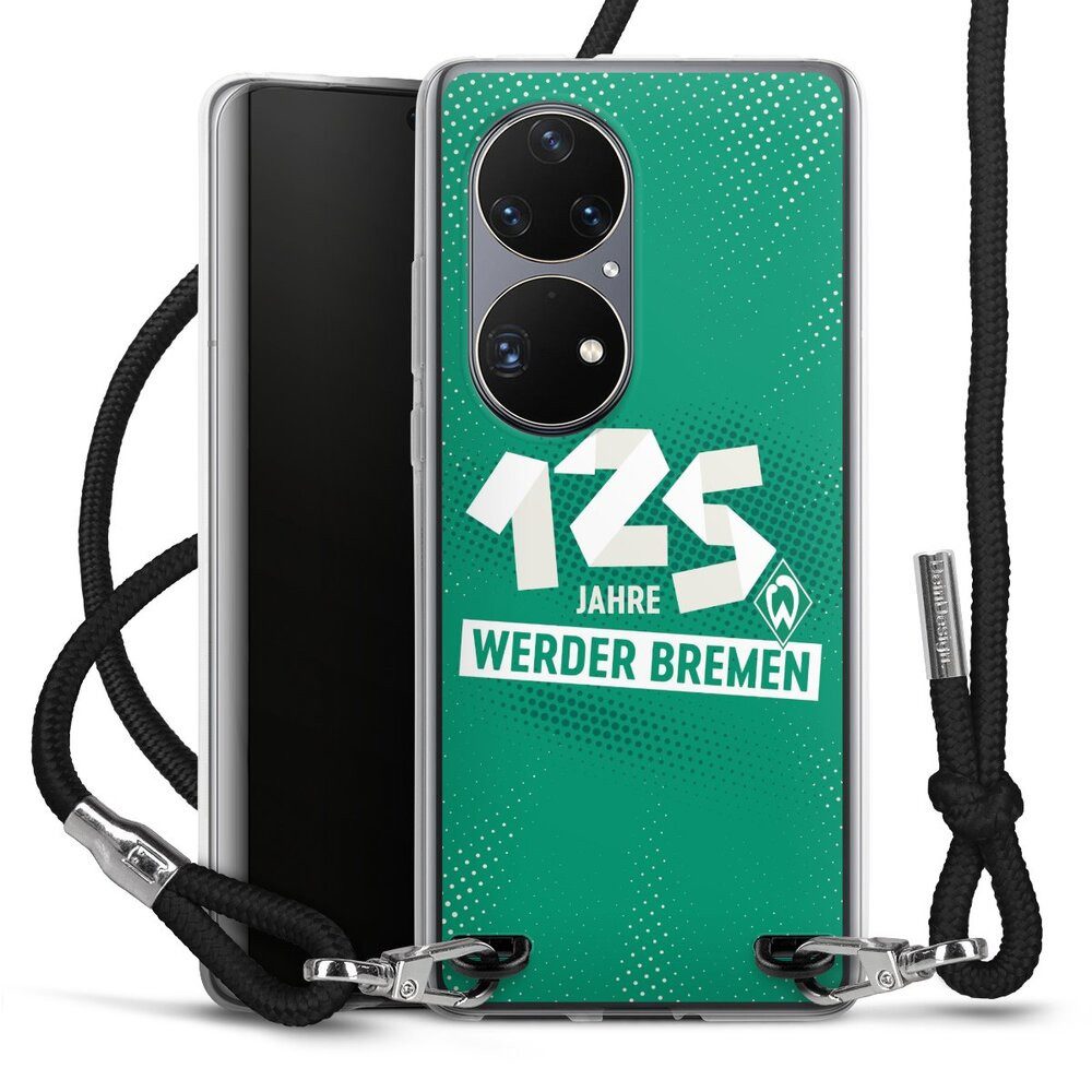 DeinDesign Handyhülle 125 Jahre Werder Bremen Offizielles Lizenzprodukt, Huawei P50 Pro Handykette Hülle mit Band Case zum Umhängen
