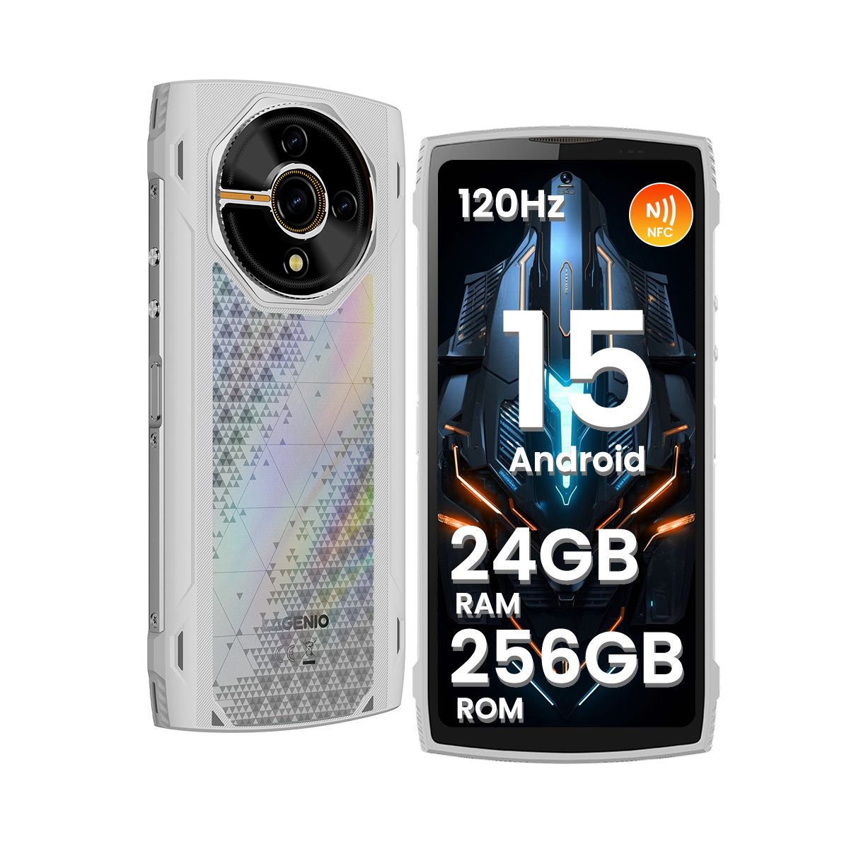 LAGENIO Panther 2 Pro Outdoor Handy Kratzfest Wasserdicht Baustellenhandy OTG Smartphone (50 MP Kamera, IP68, Fallschutz, GPS OTG, 24+256GB, Taschenlampe, Dual SIM, robust)