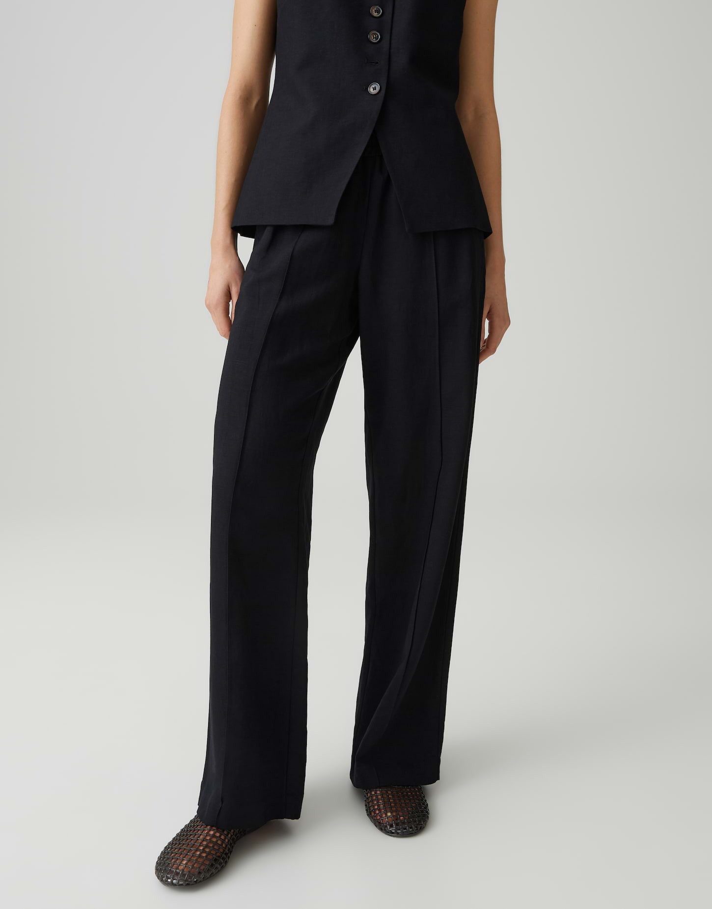 OPUS PANTS Schlupfhose Malotta natural aus Webware mit Leinenstruktur Praktische Taschen runden den entspannten Look ab