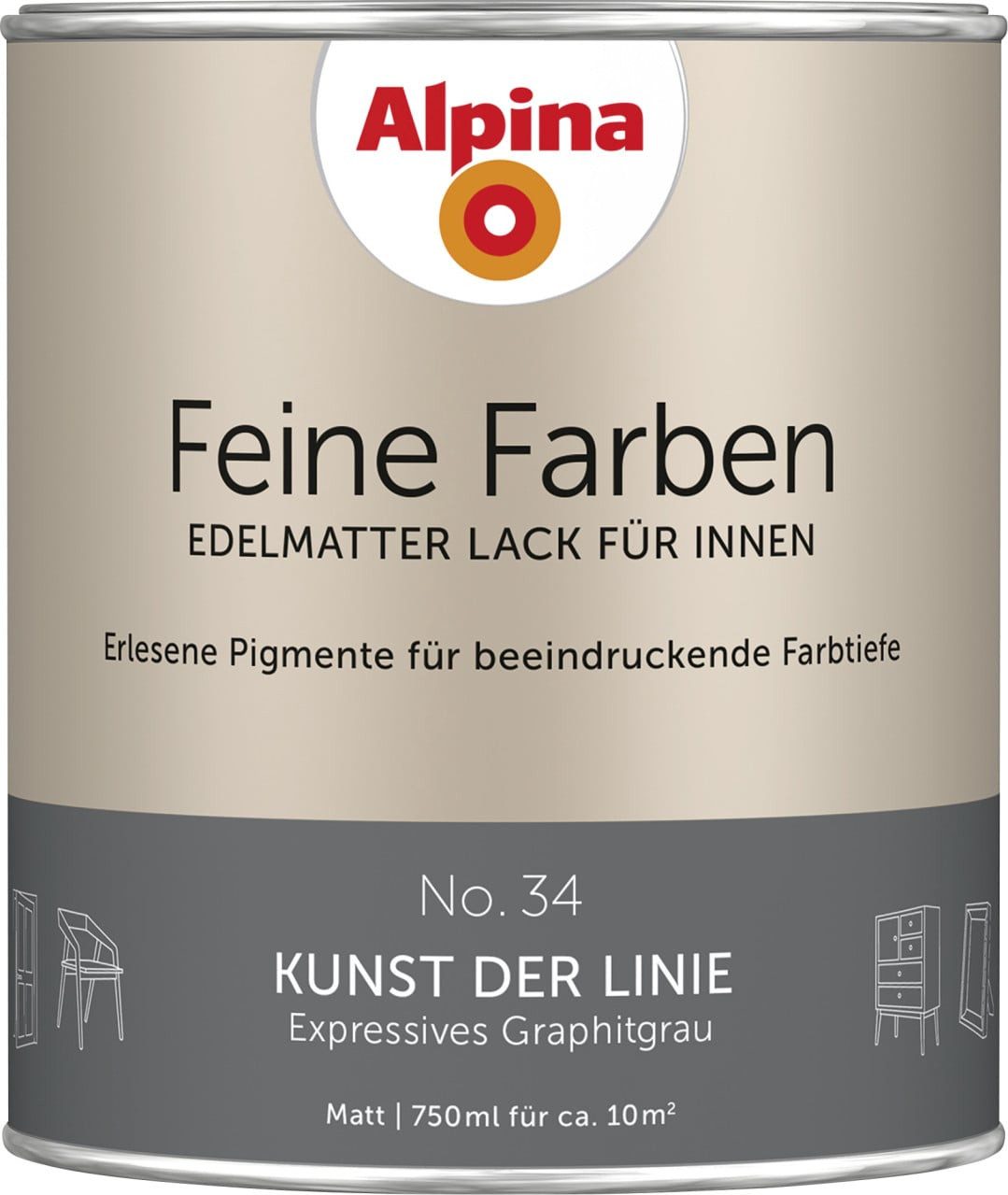 Alpina Wandfarbe Alpina Feine Farben Lack No. 34 Kunst der Linie -