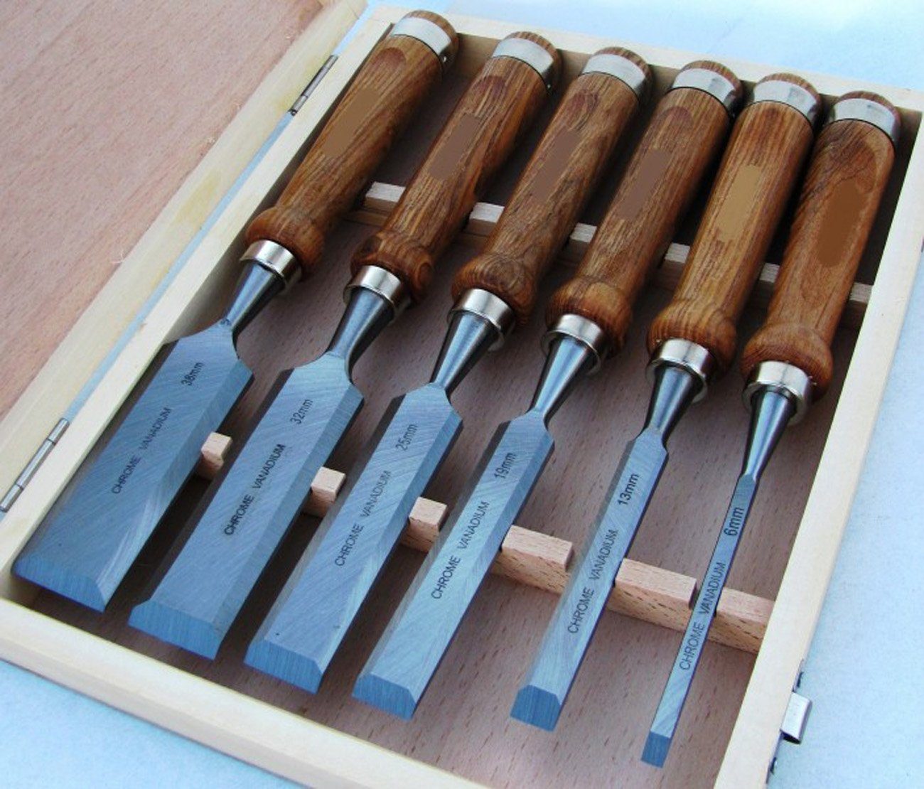 Thumbnail - myMAW Drechselbank 6 Stechbeitel-Set aus CV Profi Stemmeisen Stecheisen Beitel Holz…