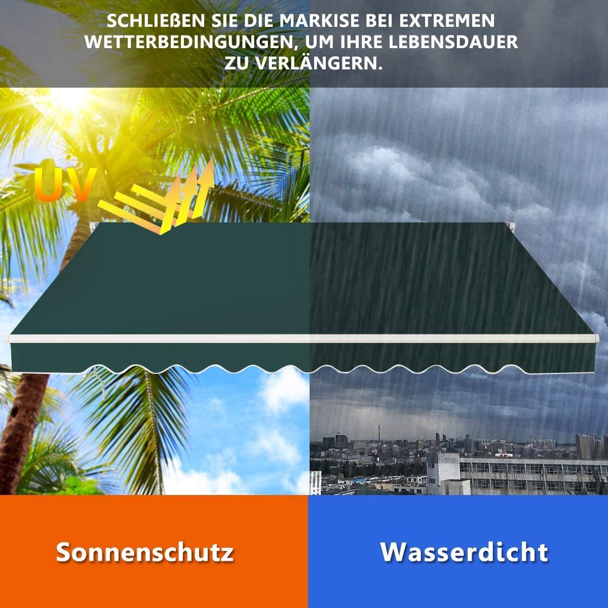 COSTWAY Gelenkarmmarkise 300x250cm mit Handkurbel, für günstig online kaufen