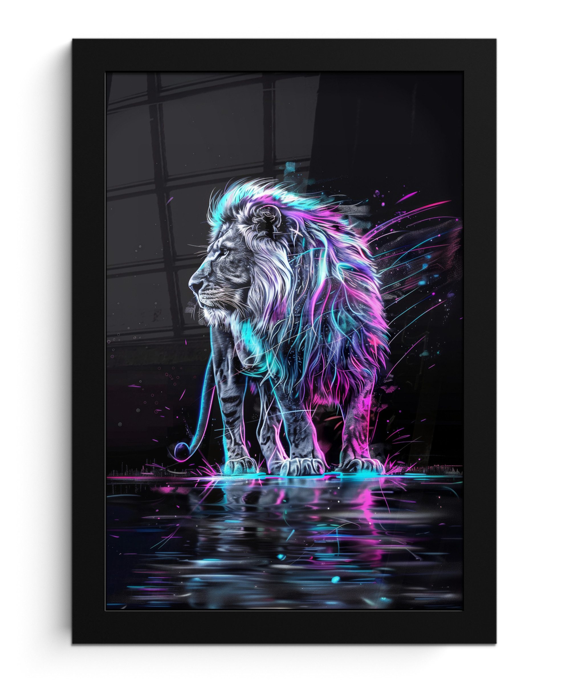 Poster Löwe - Farben - Schwarz - Tiere