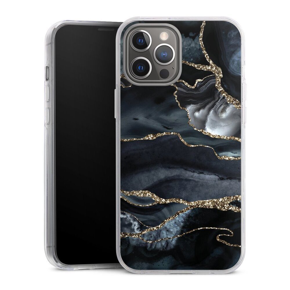 DeinDesign Handyhülle Glitzer Look Marmor Trends Dark marble gold Glitter look, Apple iPhone 12 Pro Max Hülle Bumper Case Handy Schutzhülle