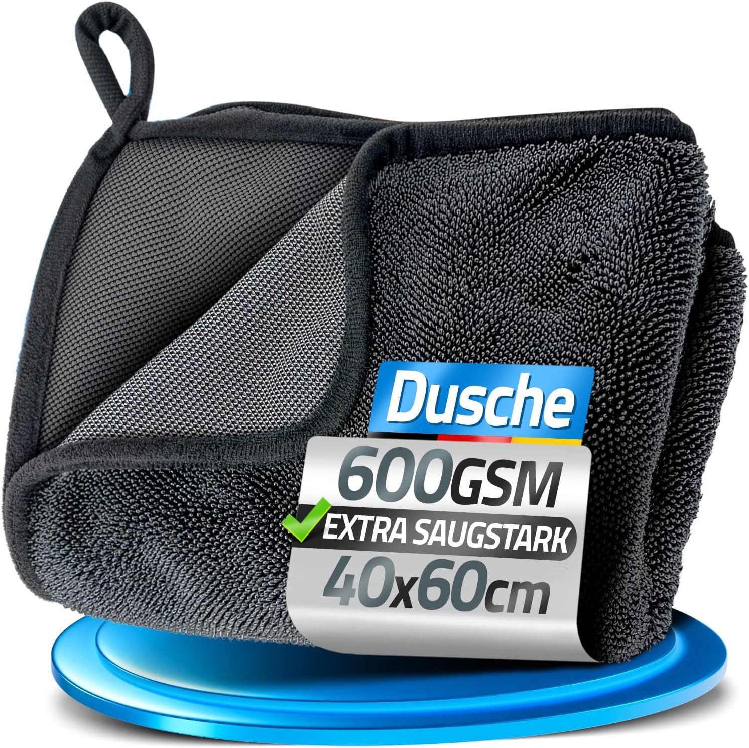 Loco Bird Trockentuch Dusche 600GSM, Fast Dry Microfaser Putztuch für Badezimmer Mikrofasertuch (40x60 cm, 1-tlg., Microfasertuch in grau - Auto Trockentücher xxl - simply shiny Bath, Streifenfrei, Fusselfreie Reinigung und Politur)