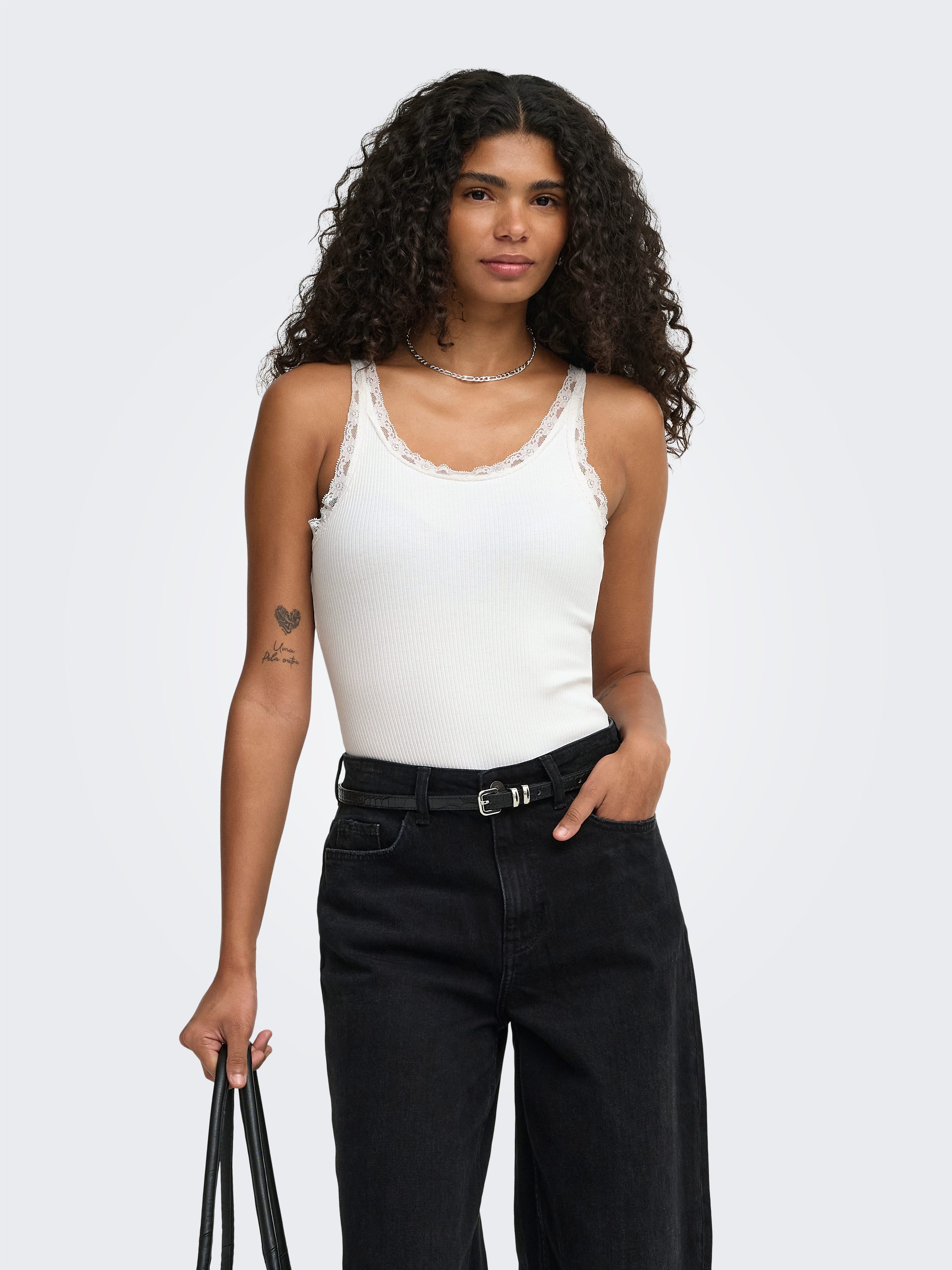 ONLY Body ONLVINI S/L LACE BODYSUIT RS JRS Baumwollmischung, Spitze