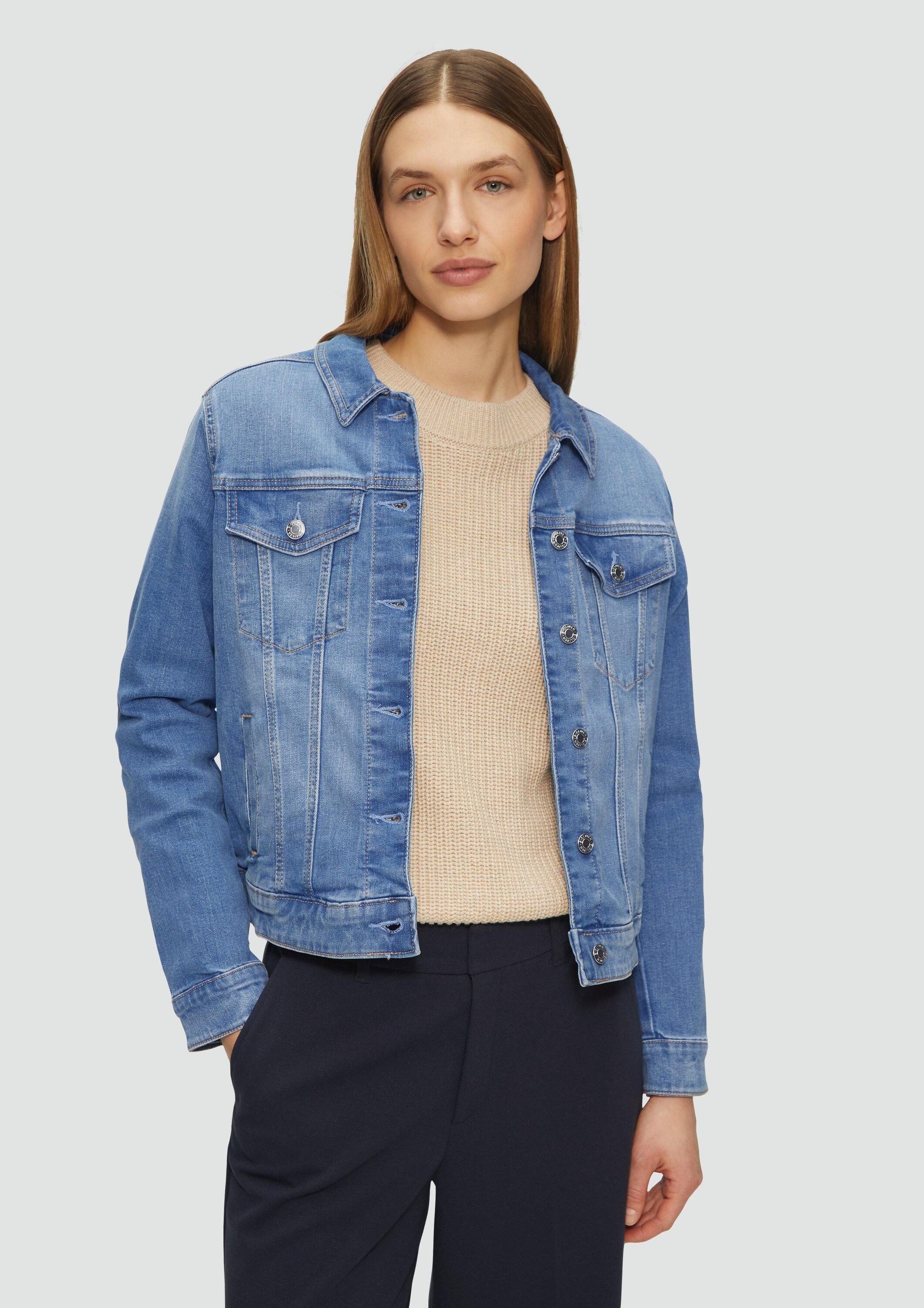 s.Oliver Funktionsjacke Indoor-Jacke Jeansjacke mit Eingrifftaschen