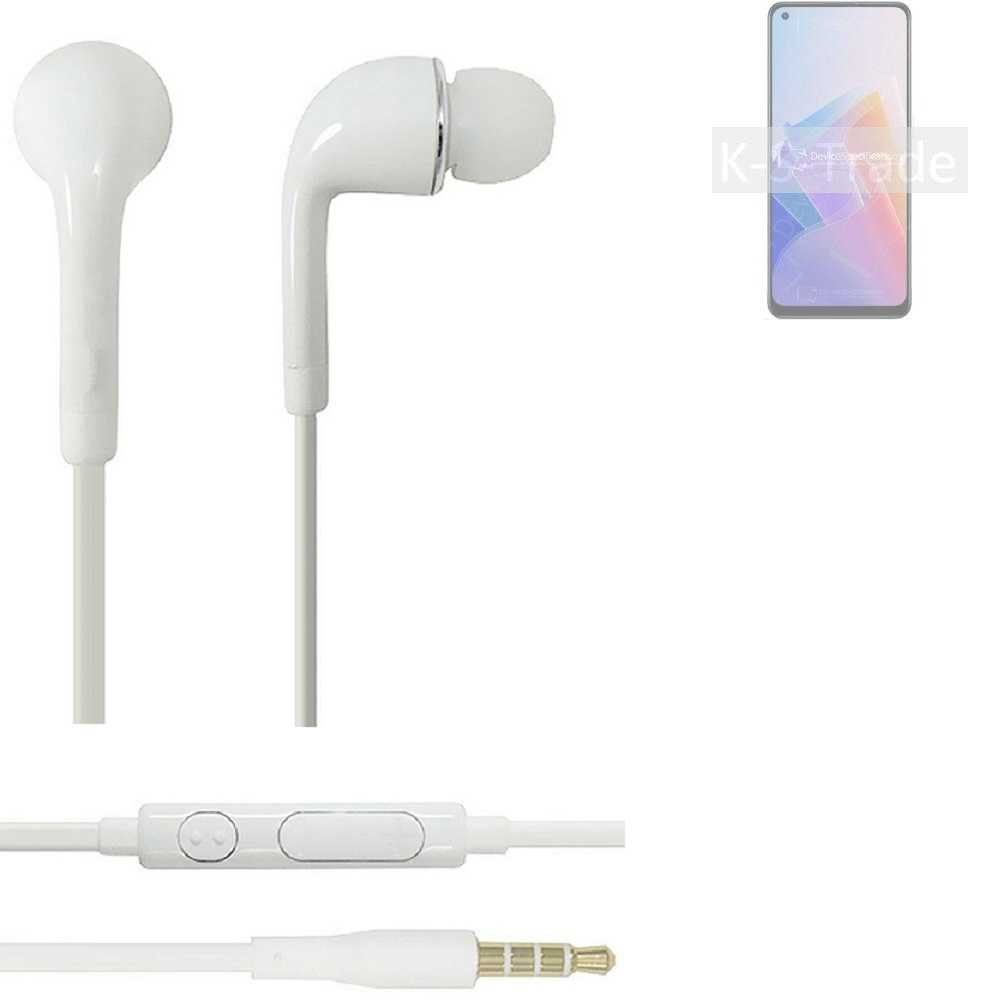 K-S-Trade für Oppo Reno7 Lite 5G In-Ear-Kopfhörer (Kopfhörer Headset mit Mikrofon u Lautstärkeregler weiß 3,5mm)