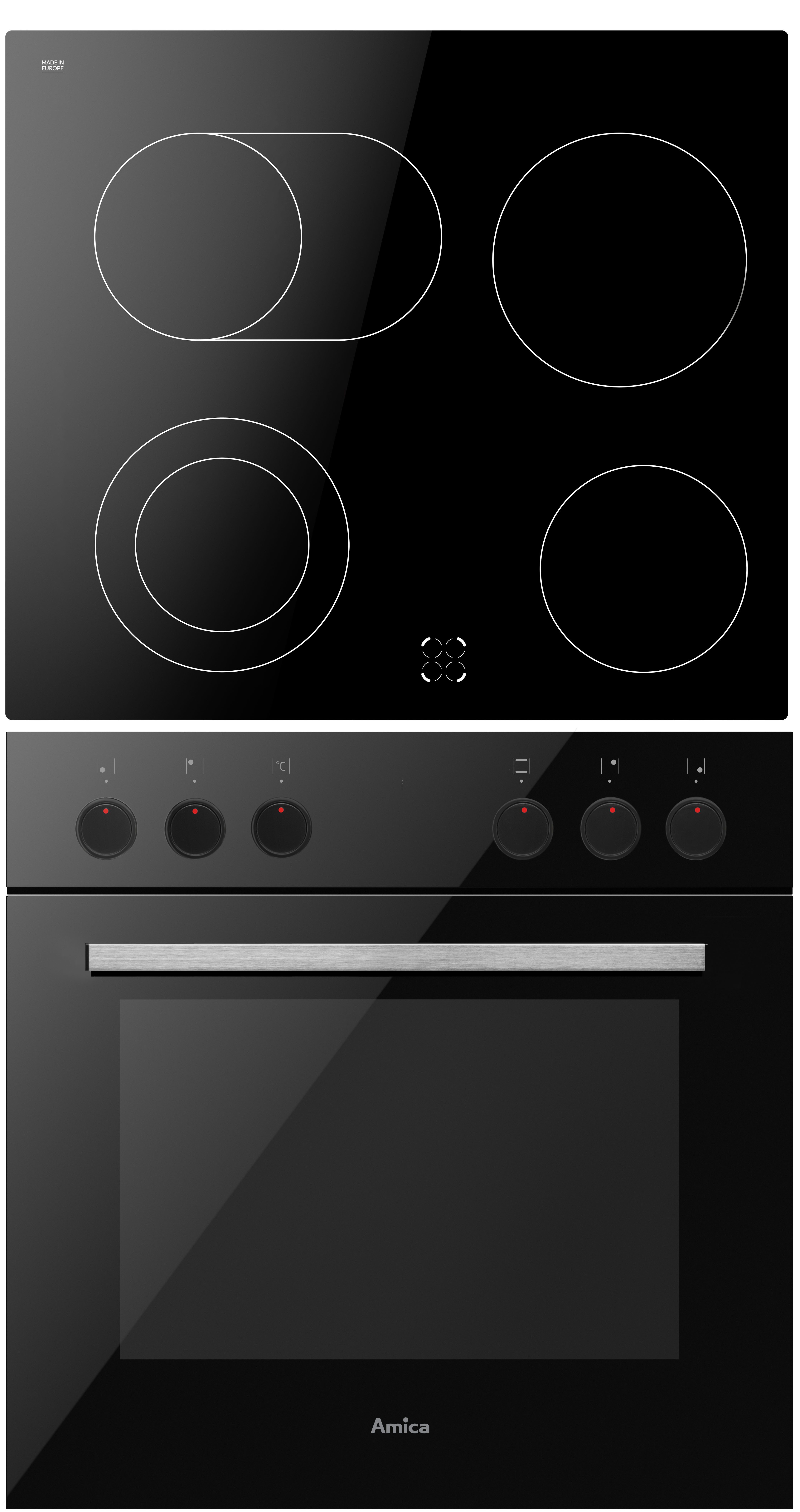 Amica Elektro-Herd-Set EHC 933 331 S, Sicher kochen, flexibel backen – alles im Griff!