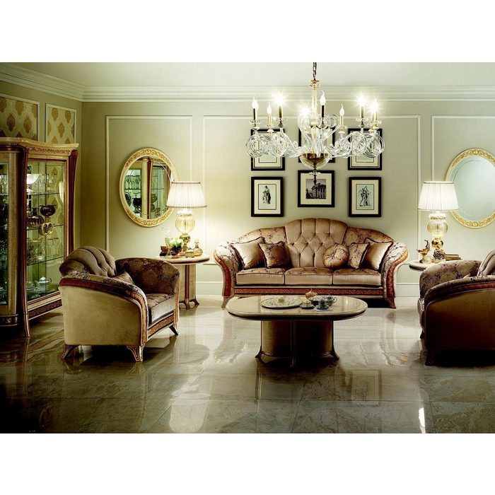 JVmoebel Wohnzimmer-Set Luxus Klasse 3+1+1 Italienische Möbel Sofagarnitur Couch Sofa Neu arredoclassic™