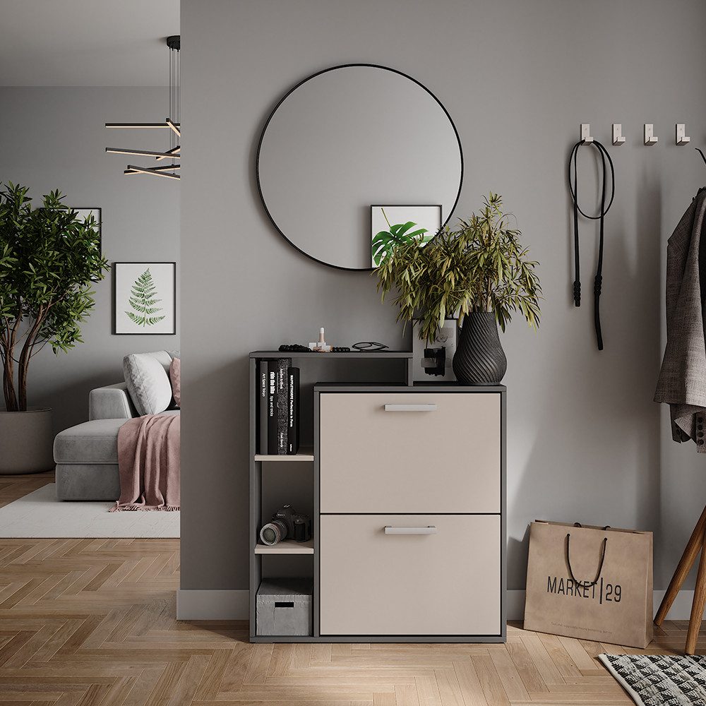 Vicco Schuhkipper Orlando, Anthrazit/Greige, 80 x 90 cm günstig online kaufen