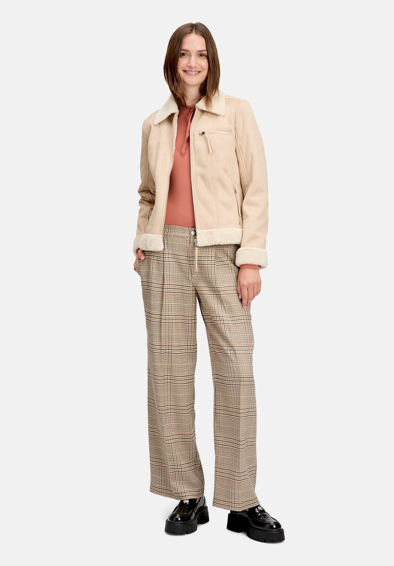 Cartoon Jackenblazer Damen mit Kunstfellkragen