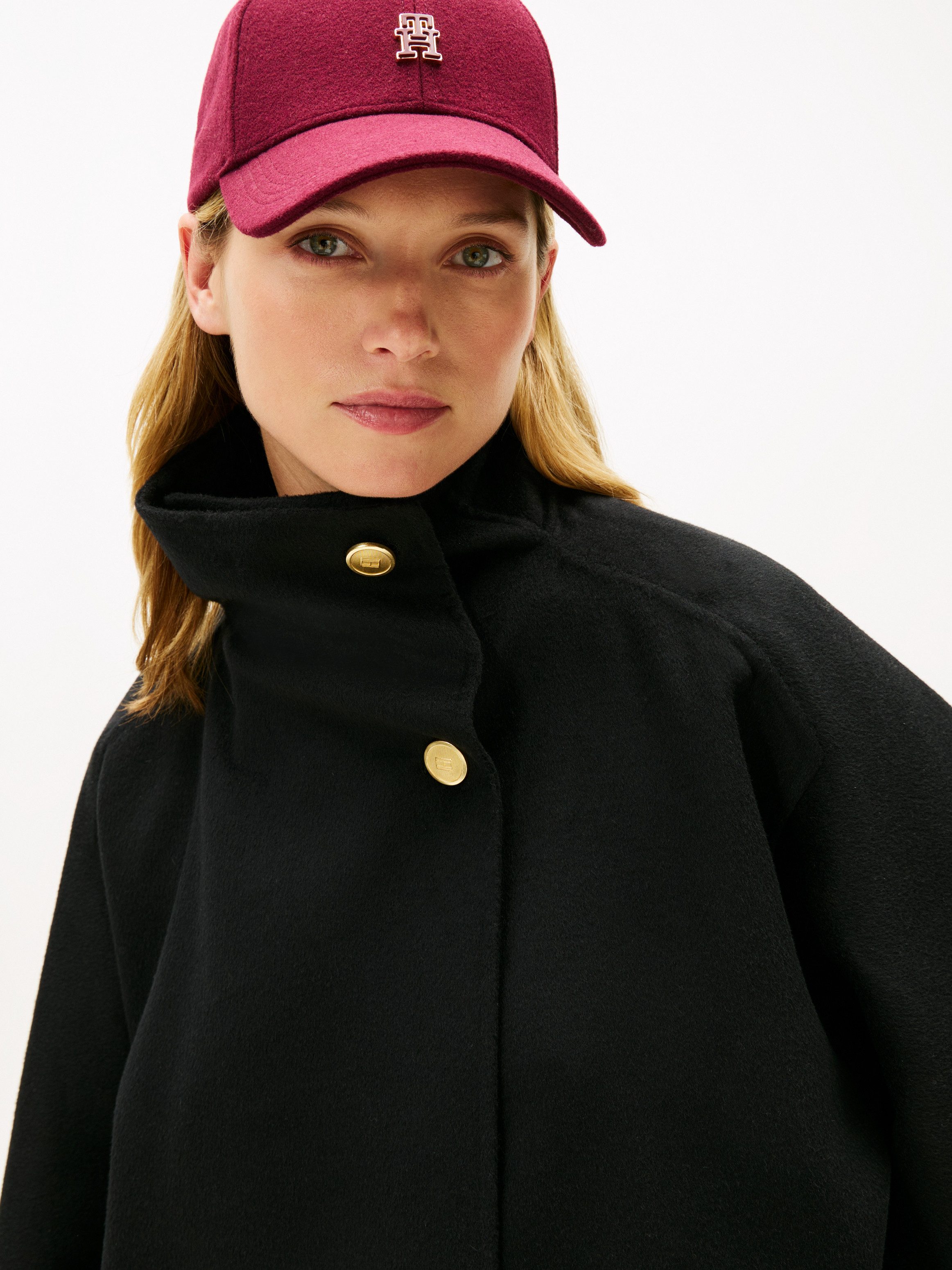 Tommy Hilfiger Kurzmantel DF WOOL GB FUNNEL NK COAT mit Wolle