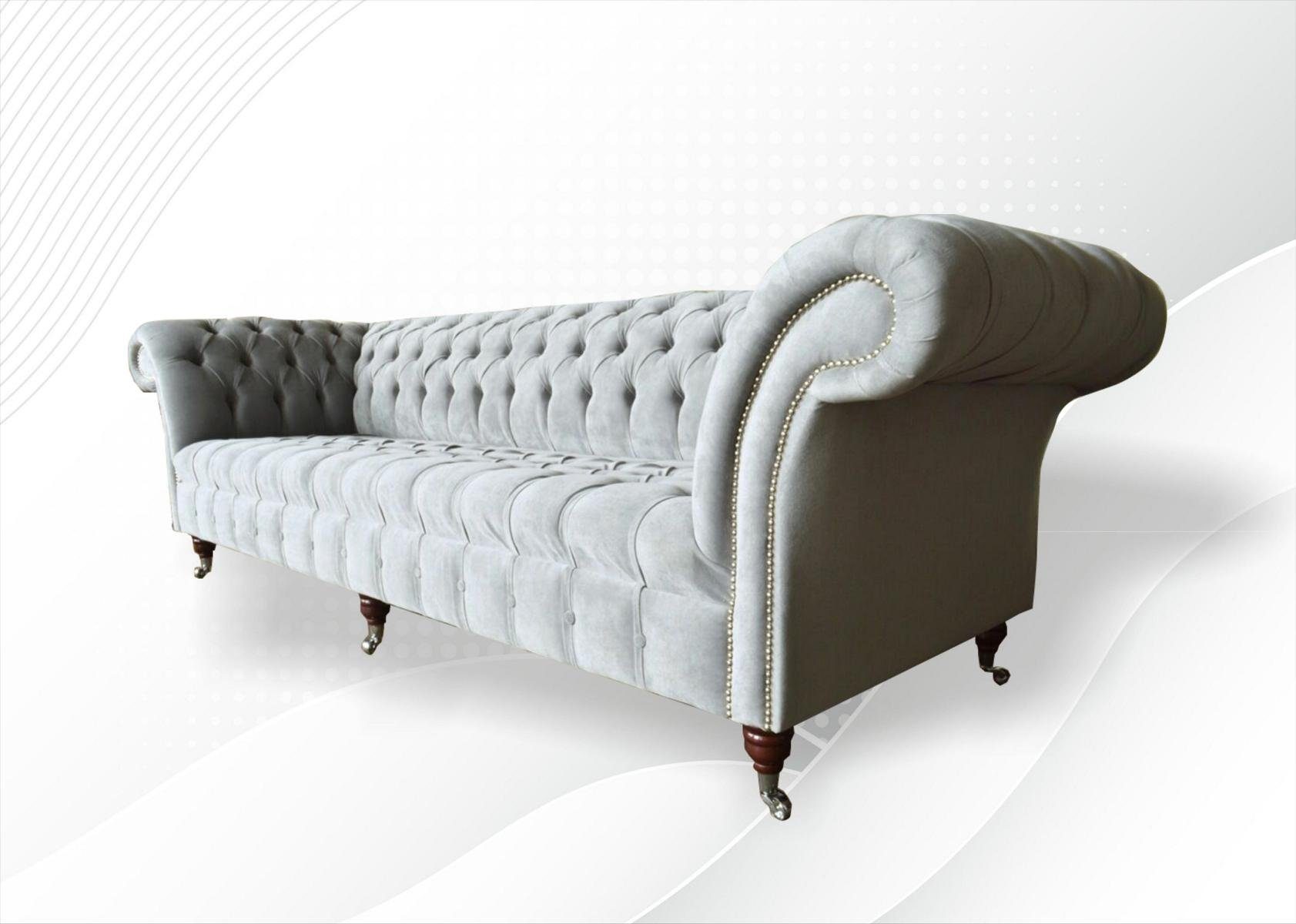 JVmoebel Sofa, Polster 4 Sitzer 265cm Sofas Graue Couch Big Chesterfield Sofa