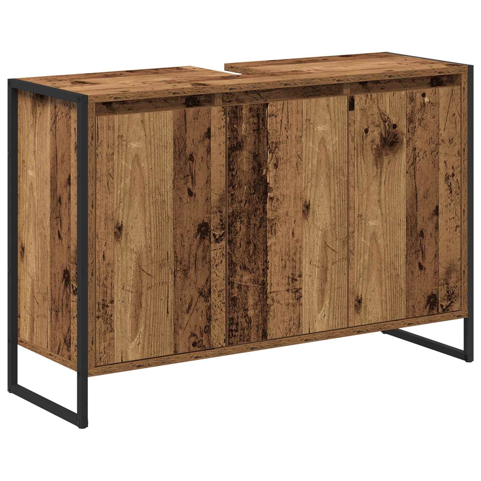 vidaXL Waschtisch 90 x 30 x 60 cm Badezimmerschrank mit Tür Altholz 90x30x60 cm Spanplat
