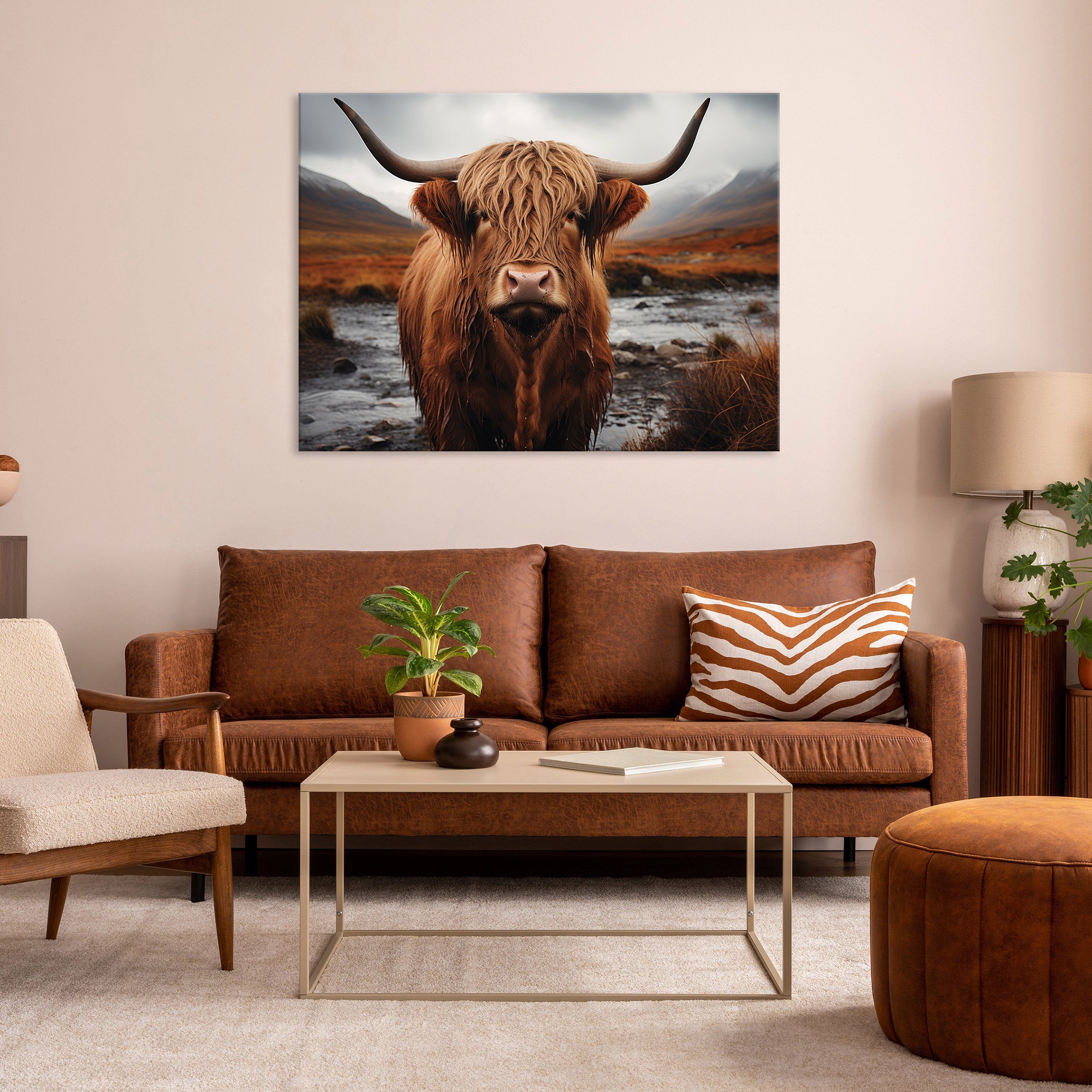 Wallarena Leinwandbild Schottisches Hochlandrind Wandbild Groß Kunstdruck A günstig online kaufen