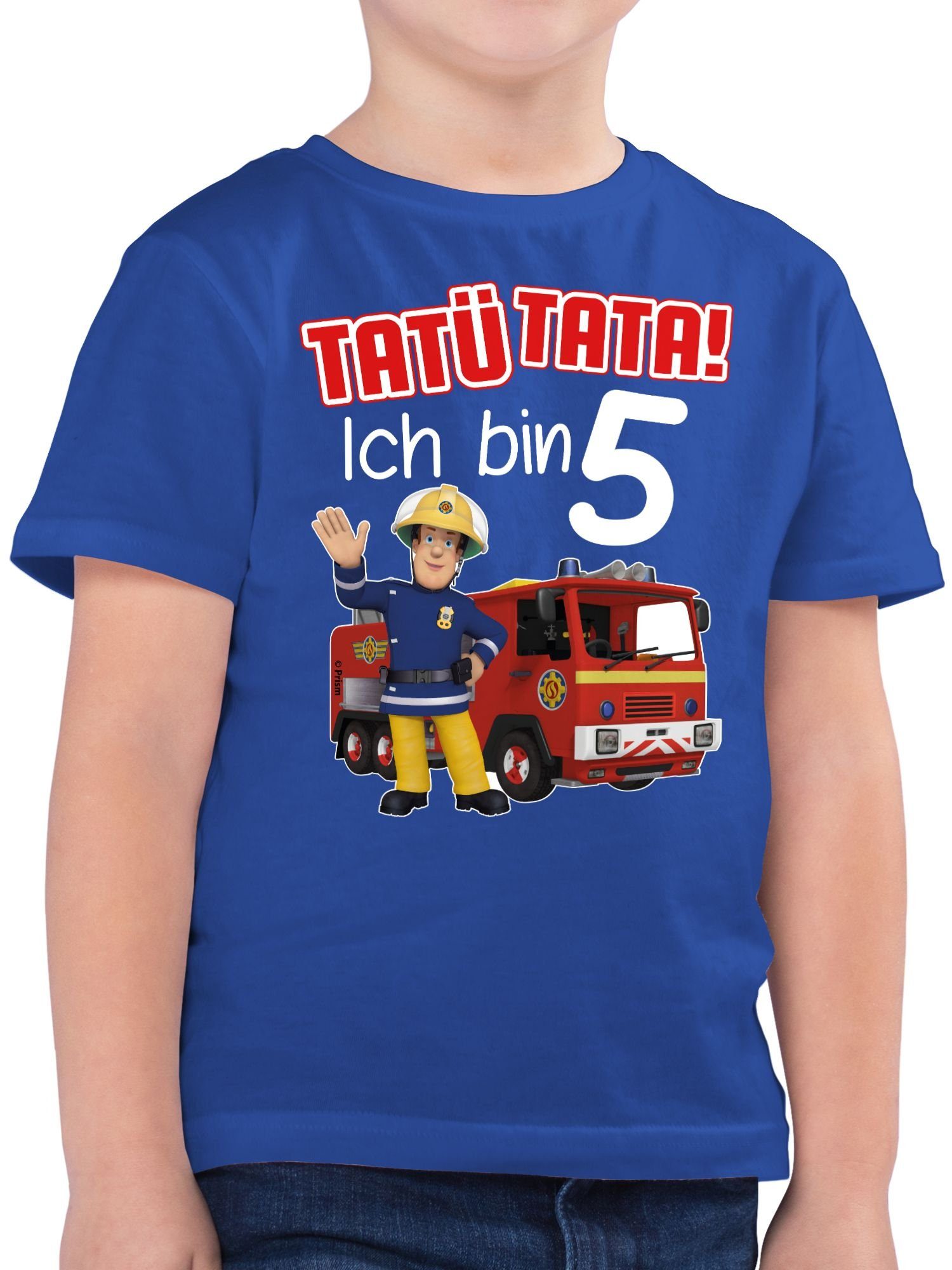 Shirtracer T-Shirt Tatü Tata! Ich bin 5 - rot Feuerwehrmann Sam Jungen 03 Royalblau