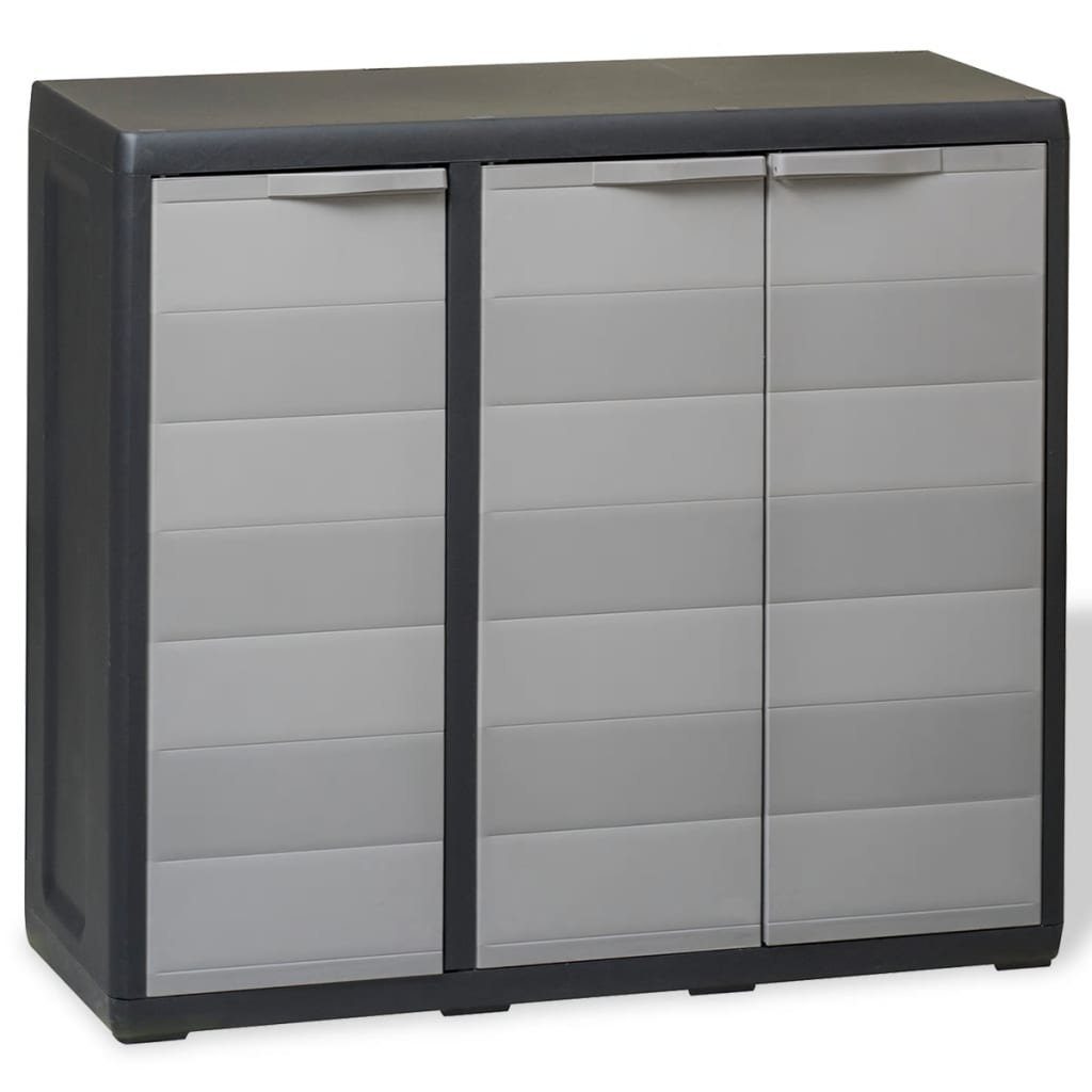 vidaXL Fächerschrank Gartenschrank mit 2 Regalen Schwarz und Grau (1-St)