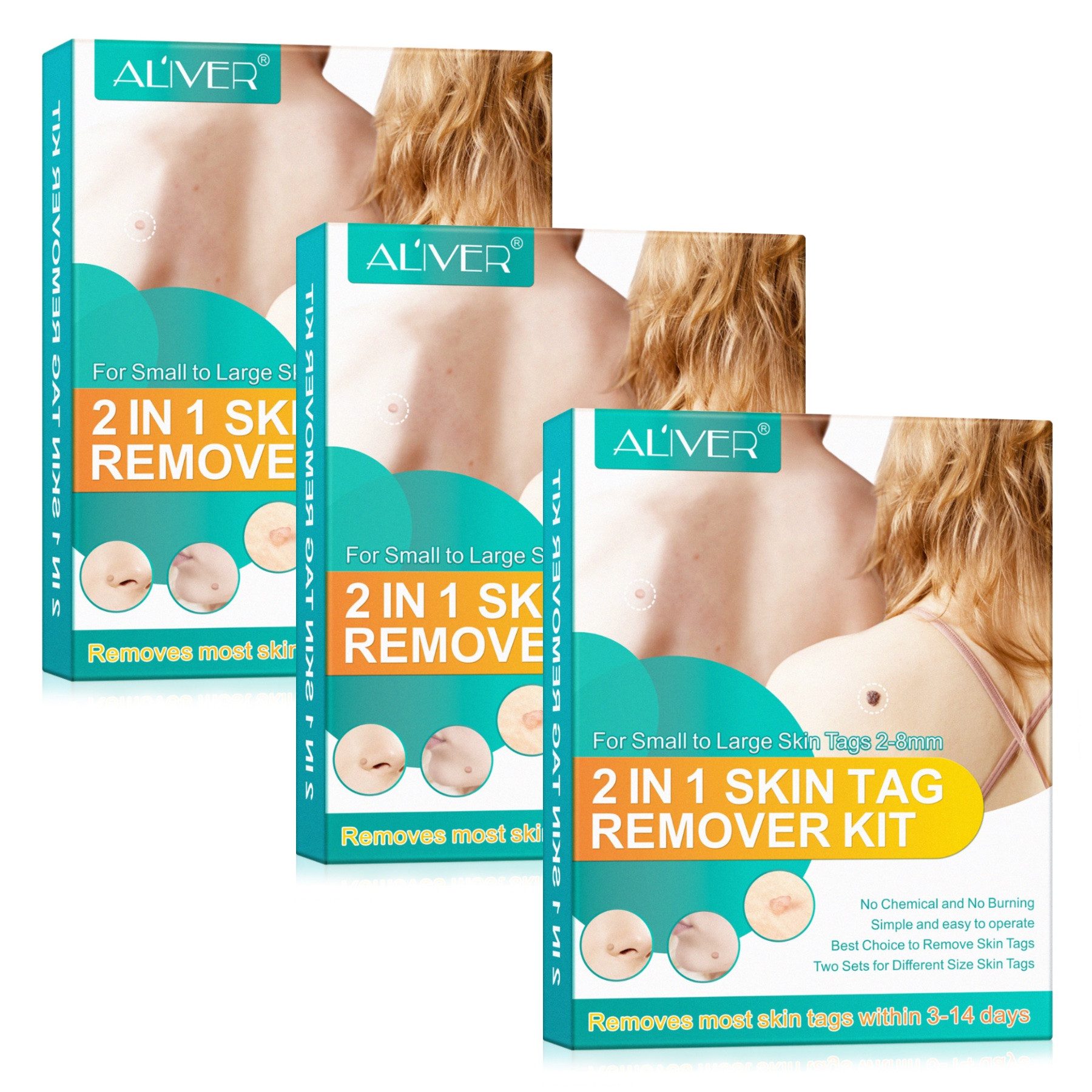 ALIVER Warzen-Behandlungsstift Stielwarzen Entferner Skin Tag Removal Set Anti Warzenentferner 2in1, 3-tlg., Steilwarzenentferner, Warzenentferner, 2in1