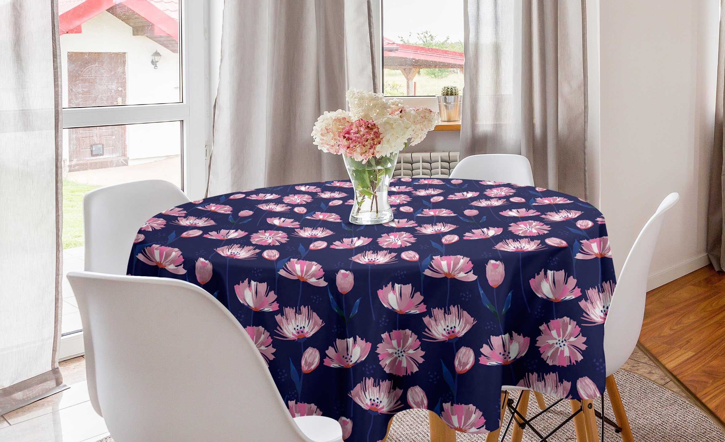 Blumen Abakuhaus Garten-Kunst-Rosa-Mohnblumen Dekoration, Abdeckung für Kreis Tischdecke Esszimmer Tischdecke Küche