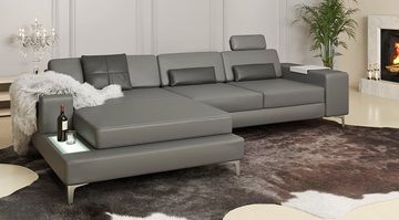 BULLHOFF Wohnlandschaft Wohnlandschaft Ledersofa Ecksofa Designsofa Eckcouch L-Form LED Leder Sofa Couch XL schwarz weiss »MÜNCHEN III« von BULLHOFF