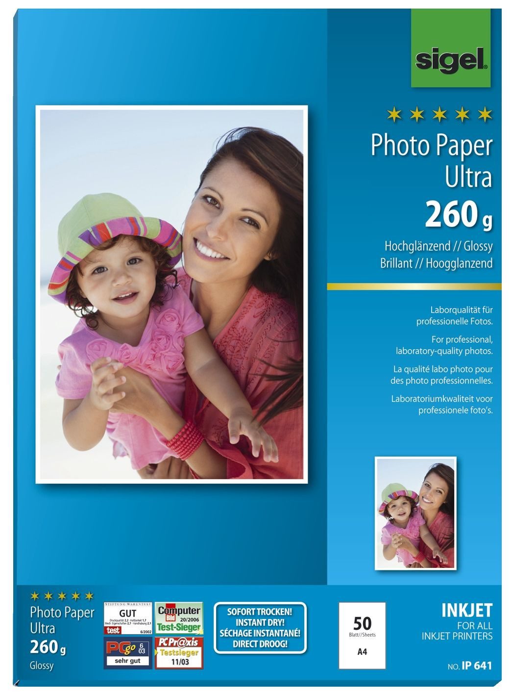 Sigel Fotopapier sigel Ultra-Foto-Papier, DIN A4, hochglänzend, 260 g/qm