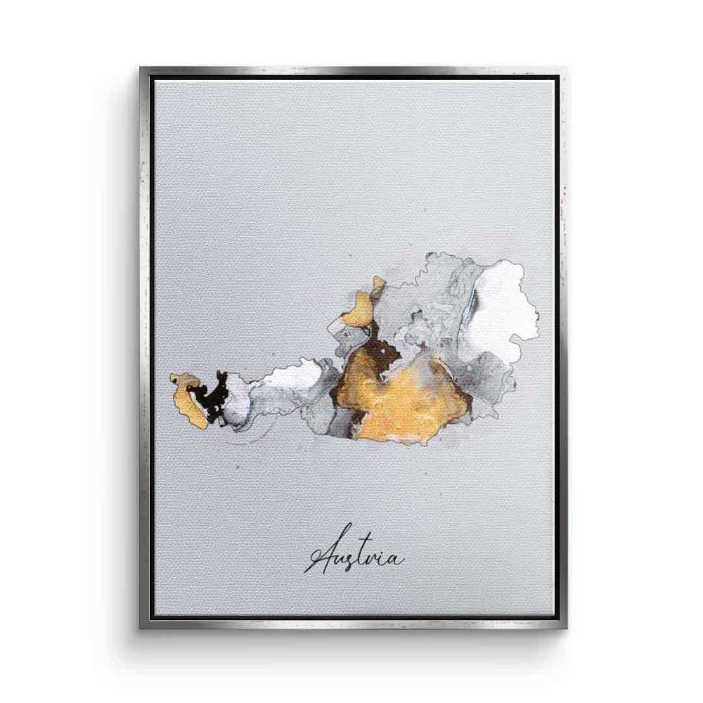 DOTCOMCANVAS® Leinwandbild Abstract Countries - Austria, Österreich Leinwandbild Austria abstrakt weiß gold elegant Wandbild