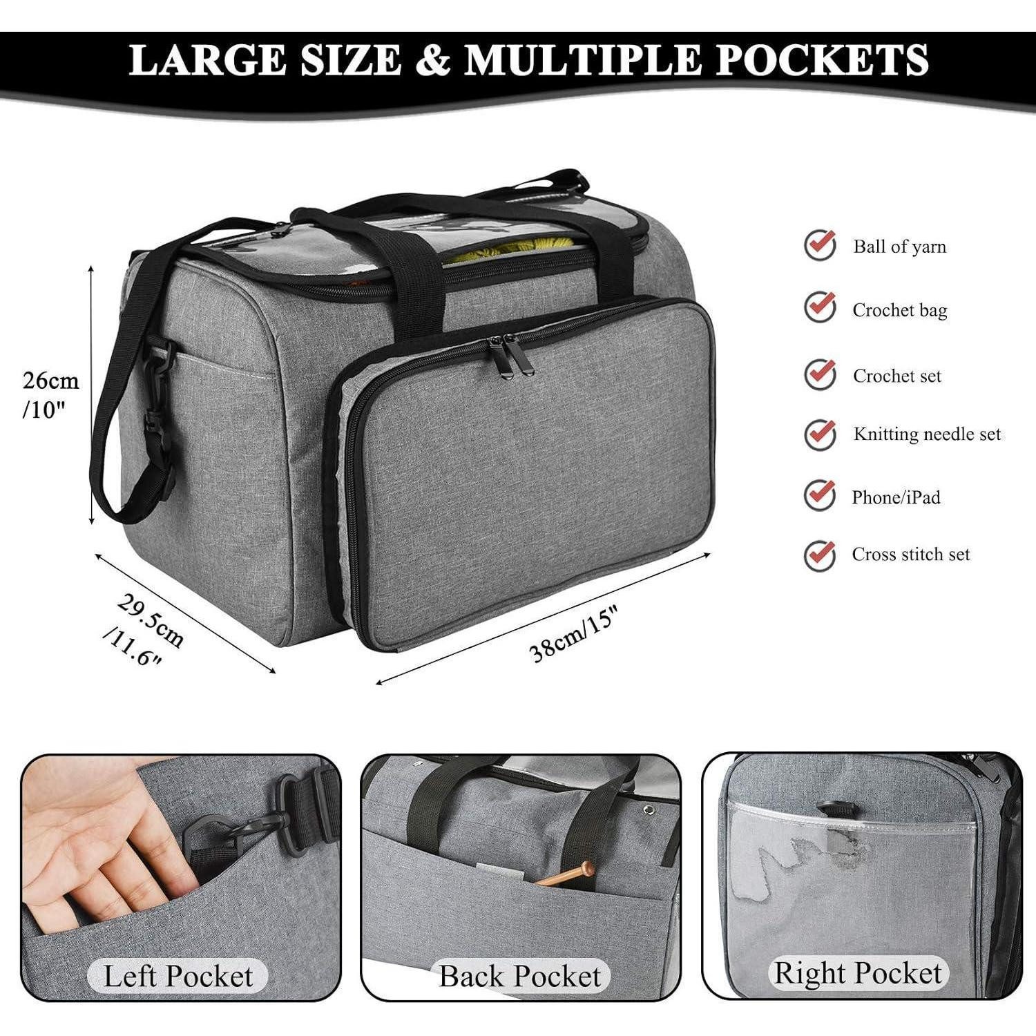 LuxusKollektion Nähkorb Häkeltasche mit transparenter PVC-Klappe, großen