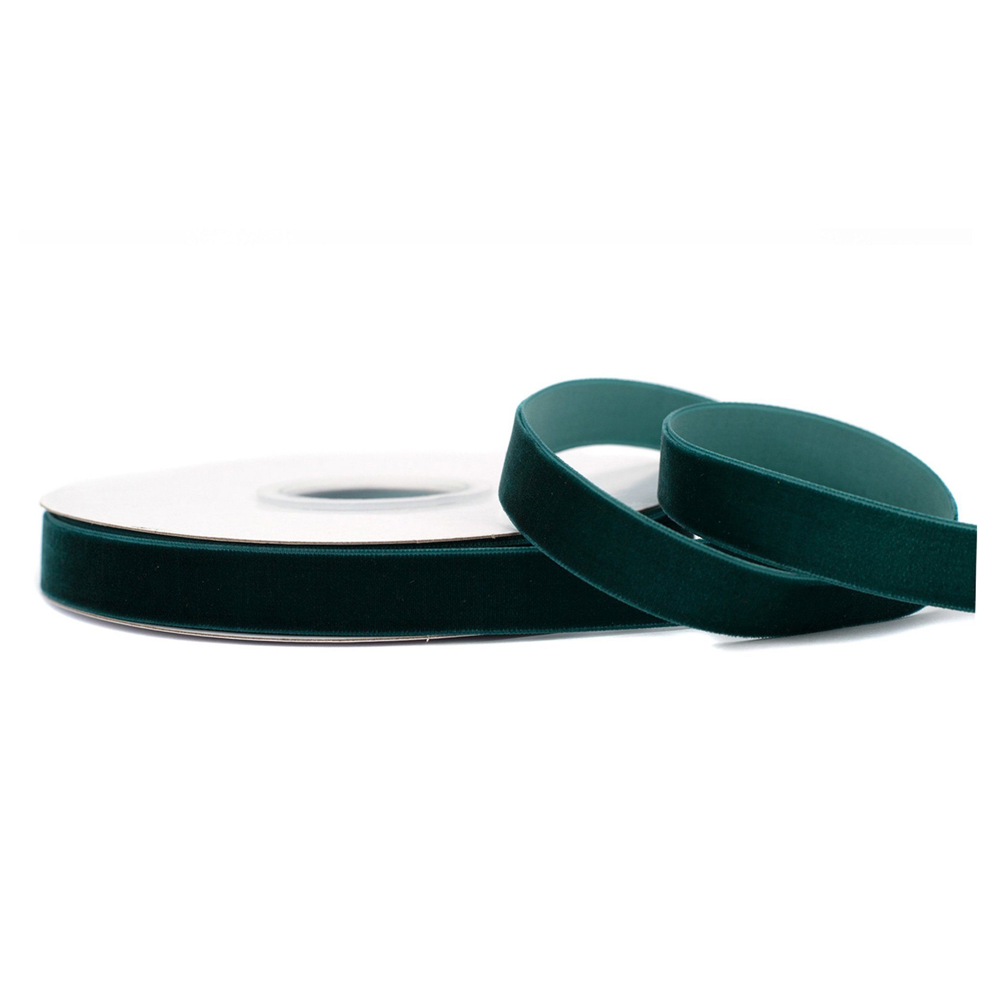 Creativery Samtband, Samtband 16mm x 10m Rolle Dunkelgrün