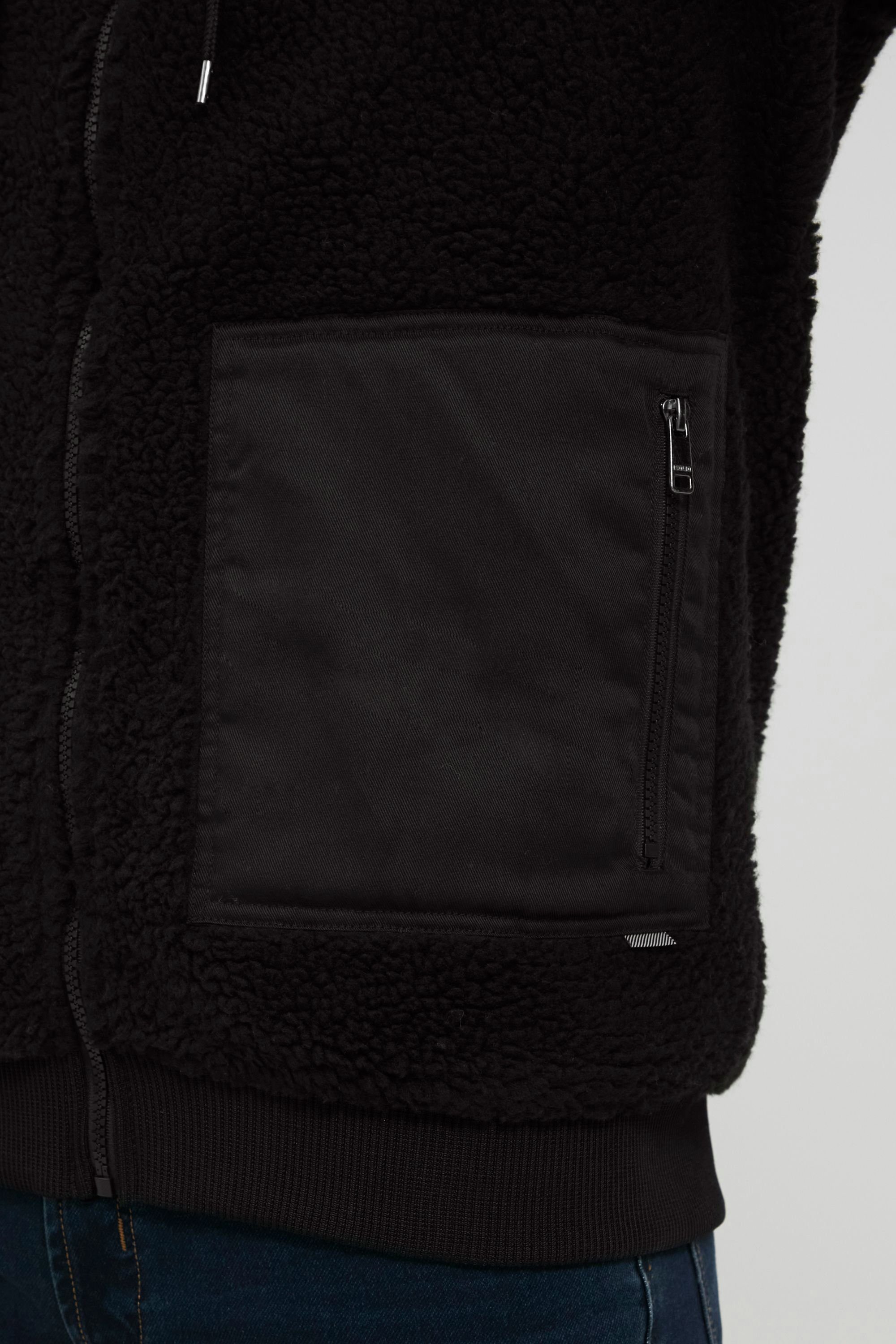 Kapuzenjacken mit hooded (194007) 21106232 BLACK Teddyfell !Solid jacket Fellimitatjacke SDVig