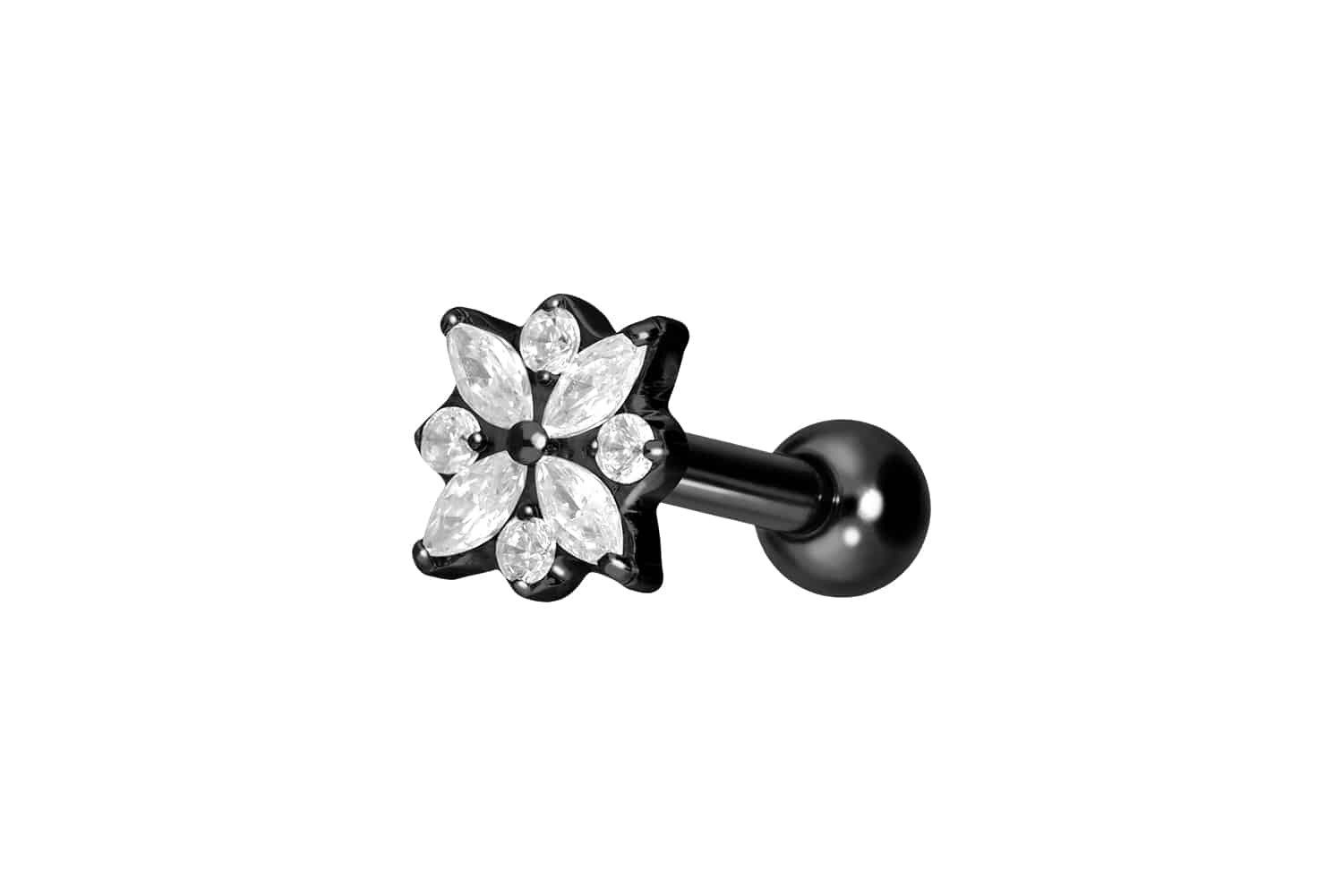 Piercing-Set Titan Ohrpiercing mit Innengewinde KRISTALLBLUME