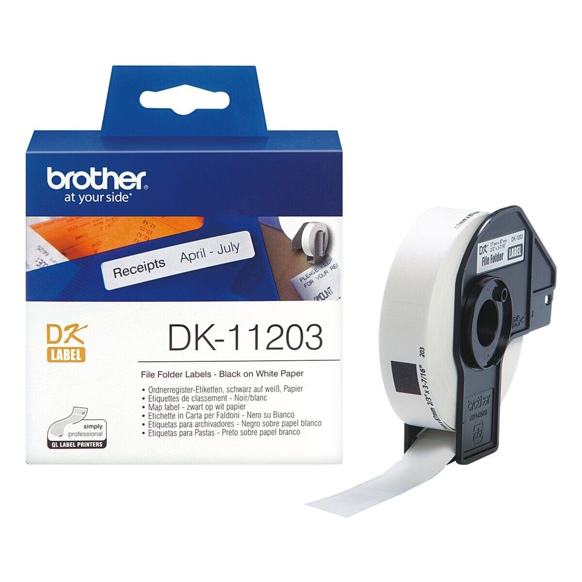 Ordner-Etiketten Brother 17/87 300 Thermorolle DK11203, mm B/L