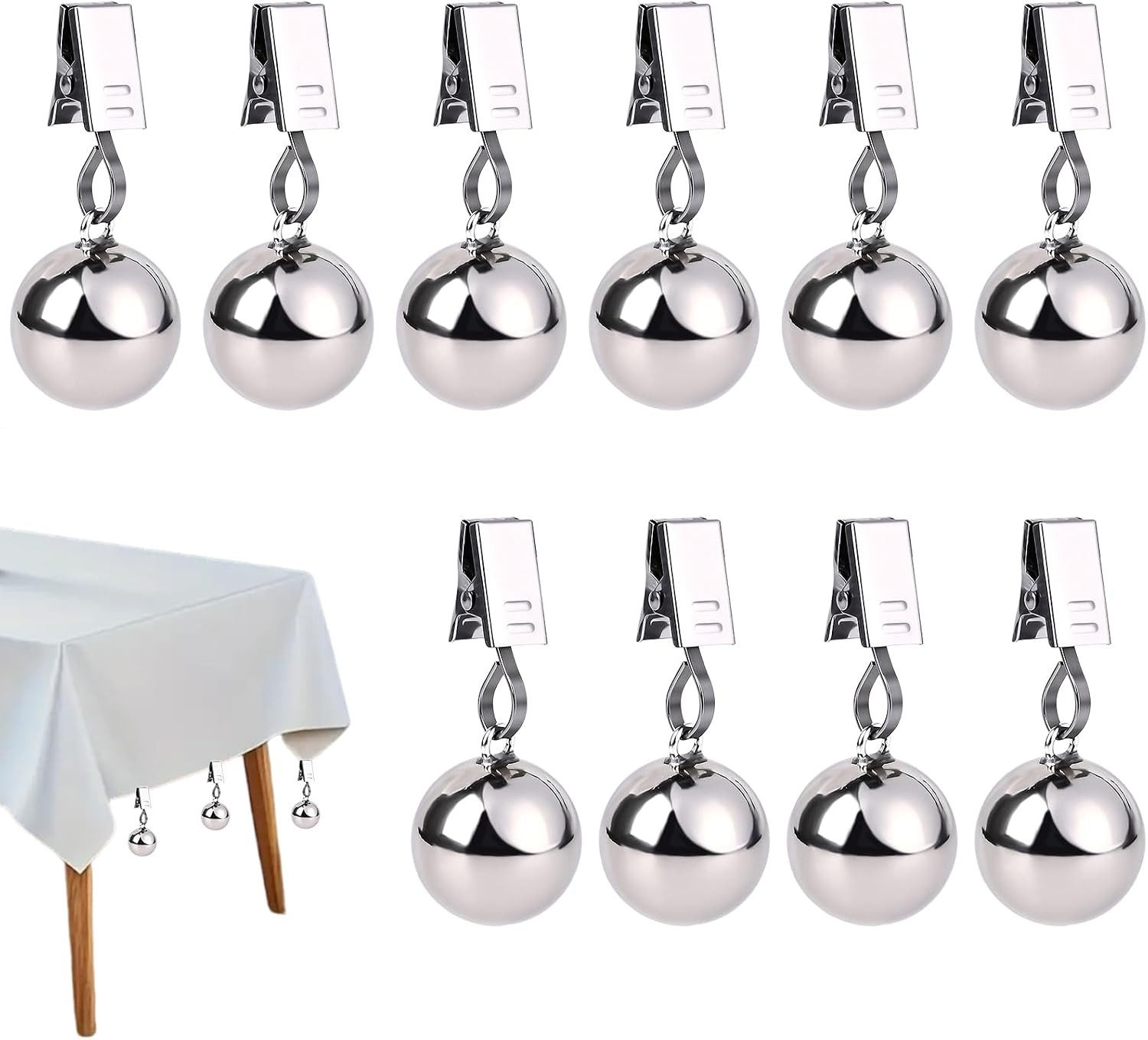 FELIXLEO Tischtuchklammer 10er Tischdeckenbeschwerer Schwer Metallkugel Outdoor Garten, (1-tlg)